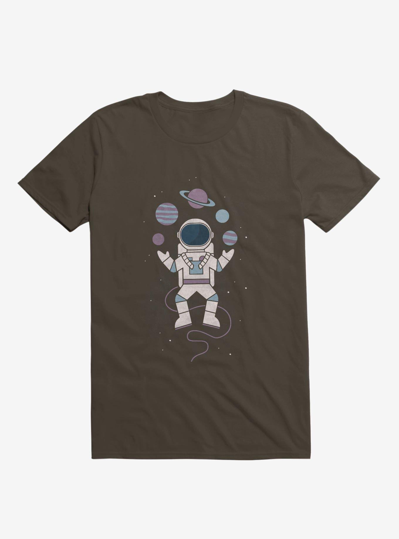 THRDLESS Astronaut Space Juggler Brown T-Shirt