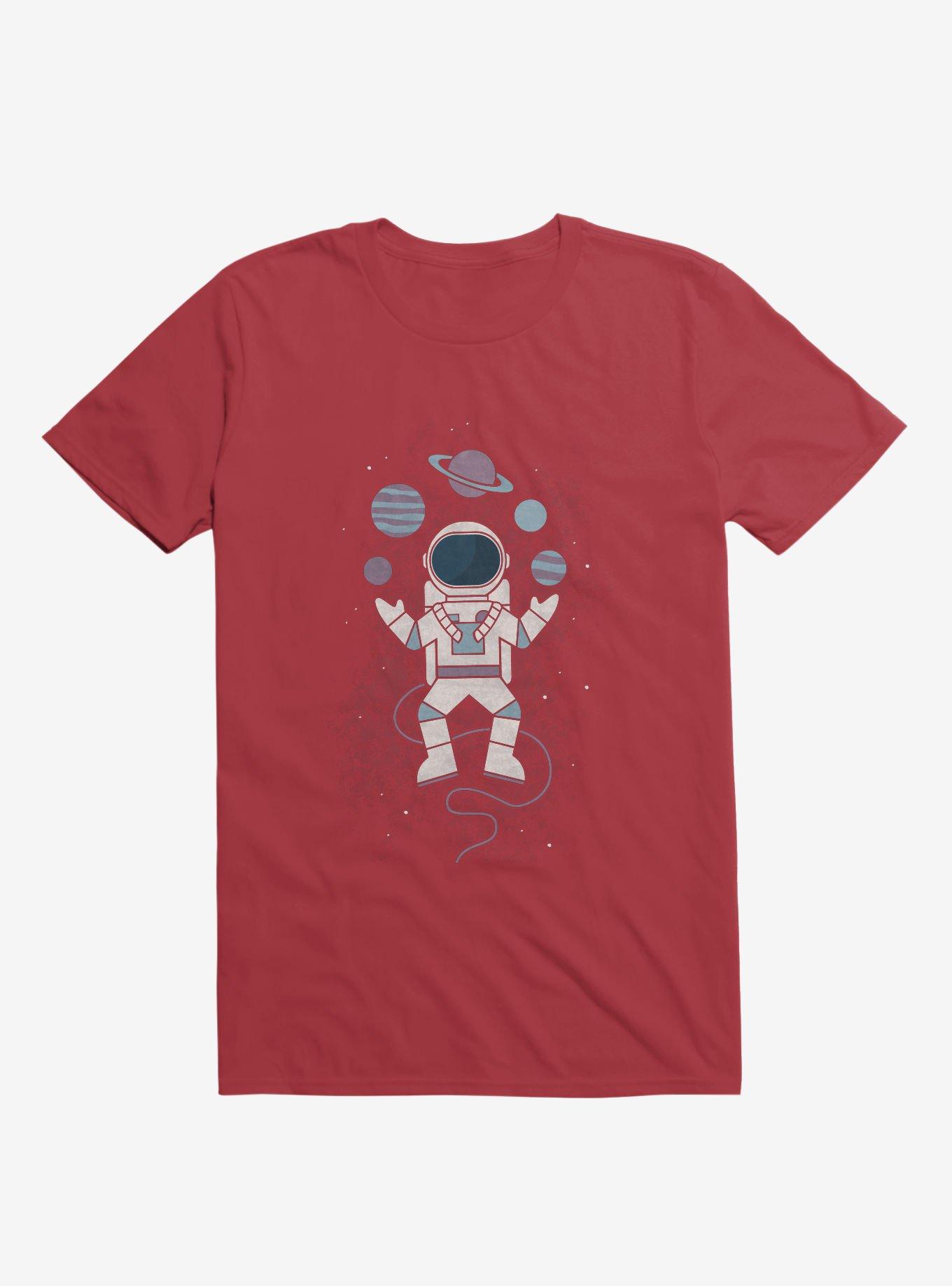 Astronaut Space Juggler Red T-Shirt, RED, hi-res