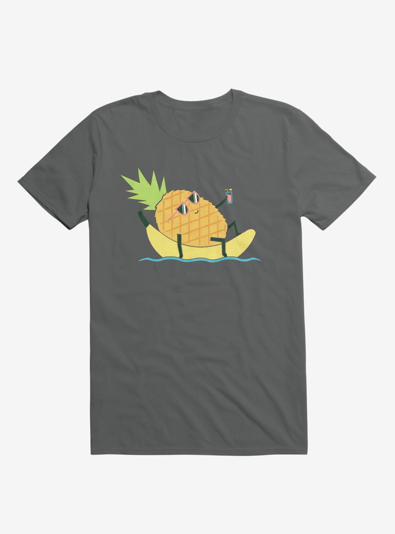 Summer Pineapple Chilling Charcoal Grey T-Shirt, CHARCOAL, hi-res