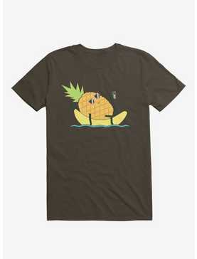 Summer Pineapple Chilling Brown T-Shirt, , hi-res