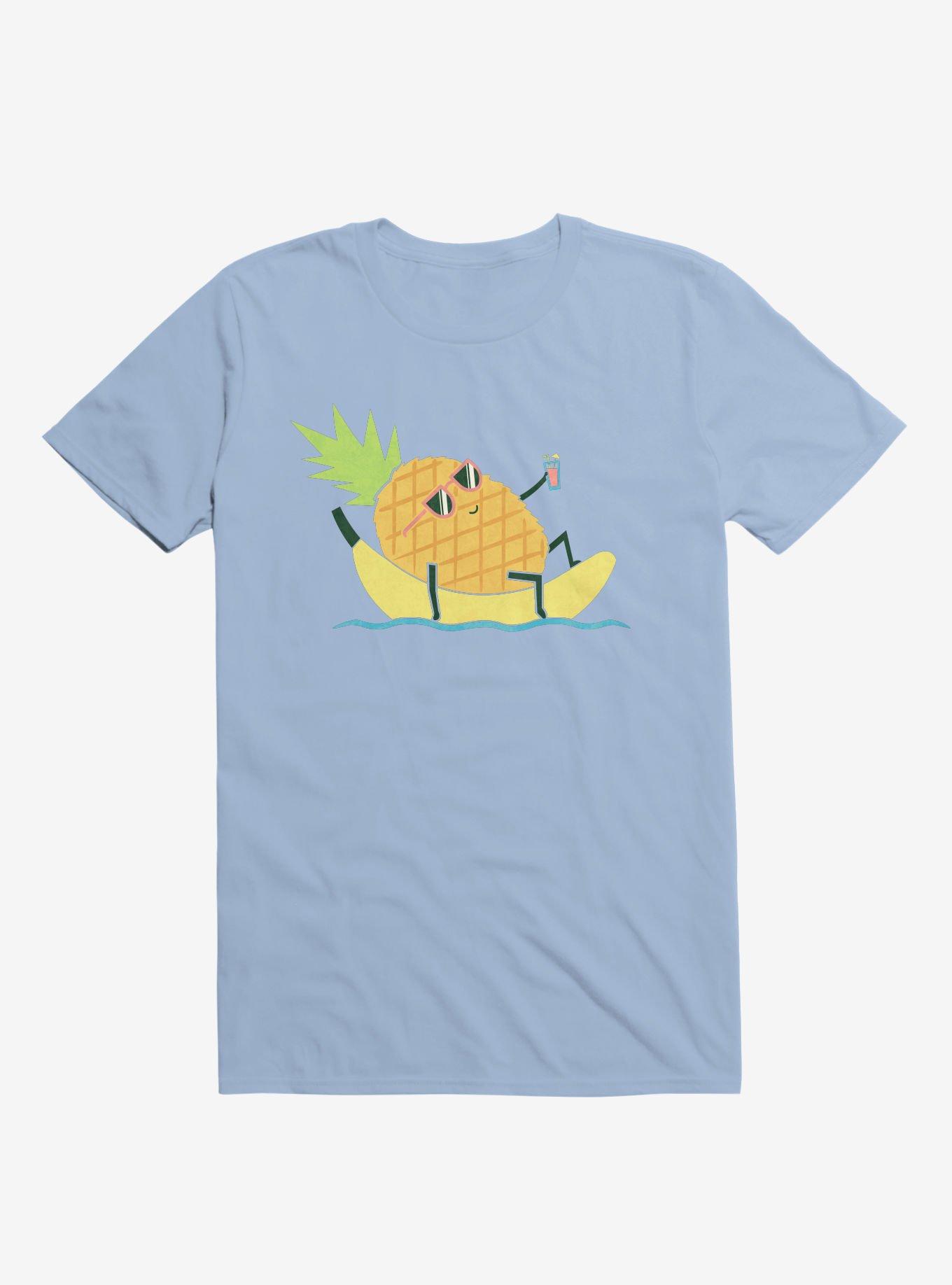 Summer Pineapple Chilling Light Blue T-Shirt, LIGHT BLUE, hi-res