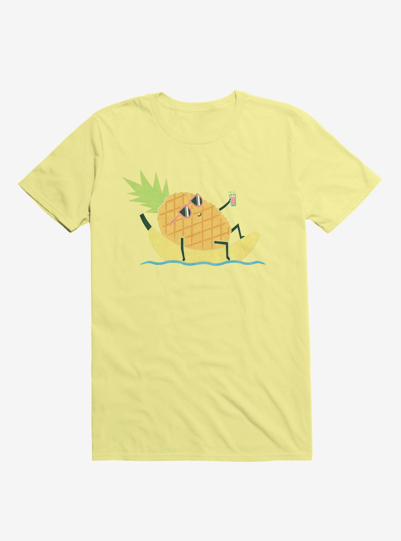 Summer Pineapple Chilling Corn Silk Yellow T-Shirt, , hi-res