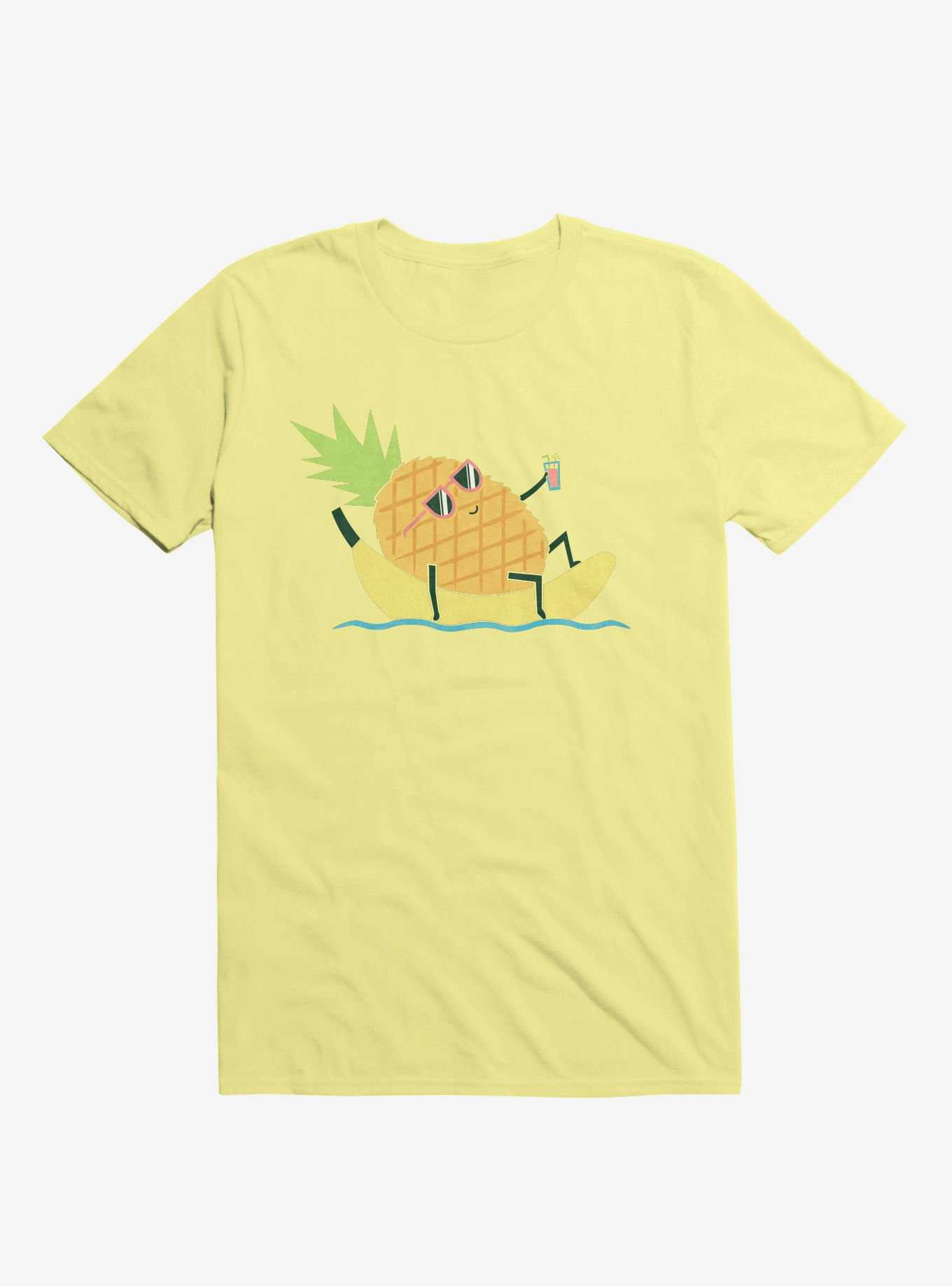 Summer Pineapple Chilling Corn Silk Yellow T-Shirt, , hi-res