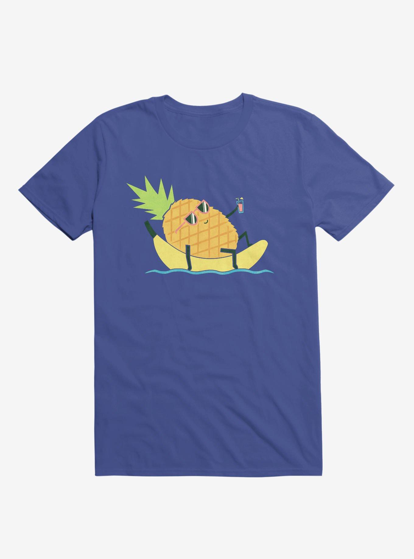 Summer Pineapple Chilling Royal Blue T-Shirt, ROYAL, hi-res