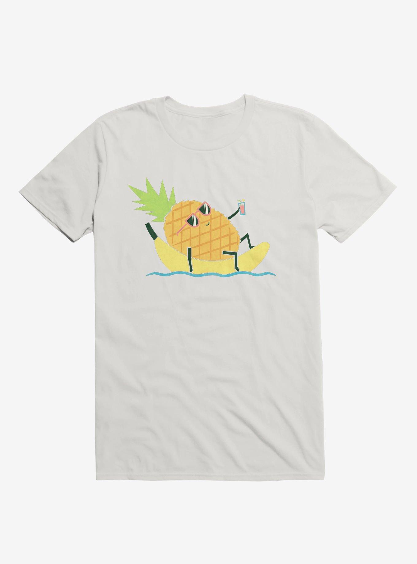 Summer Pineapple Chilling White T-Shirt, WHITE, hi-res