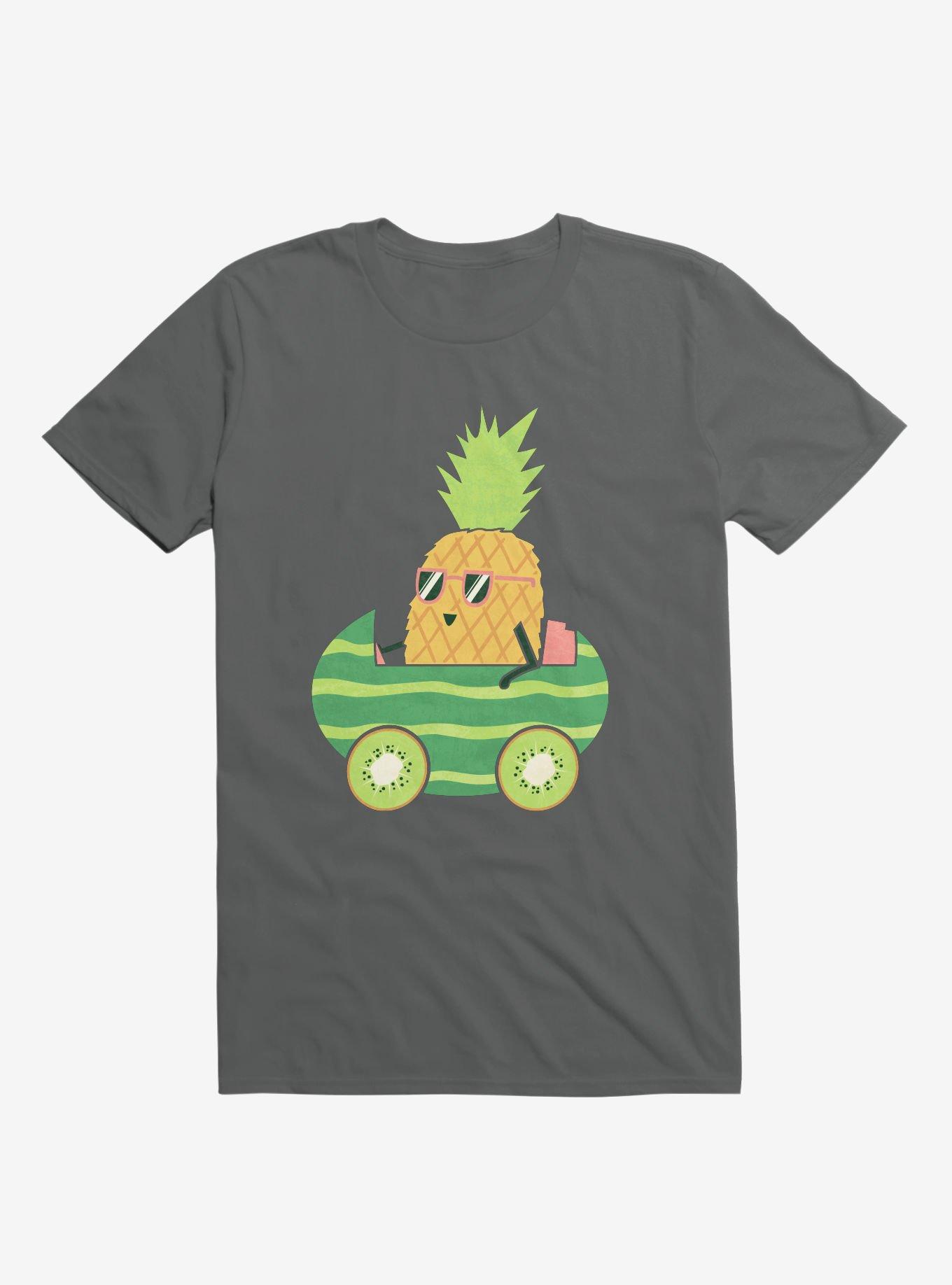 Summer Pineapple Driving Charcoal Grey T-Shirt, CHARCOAL, hi-res