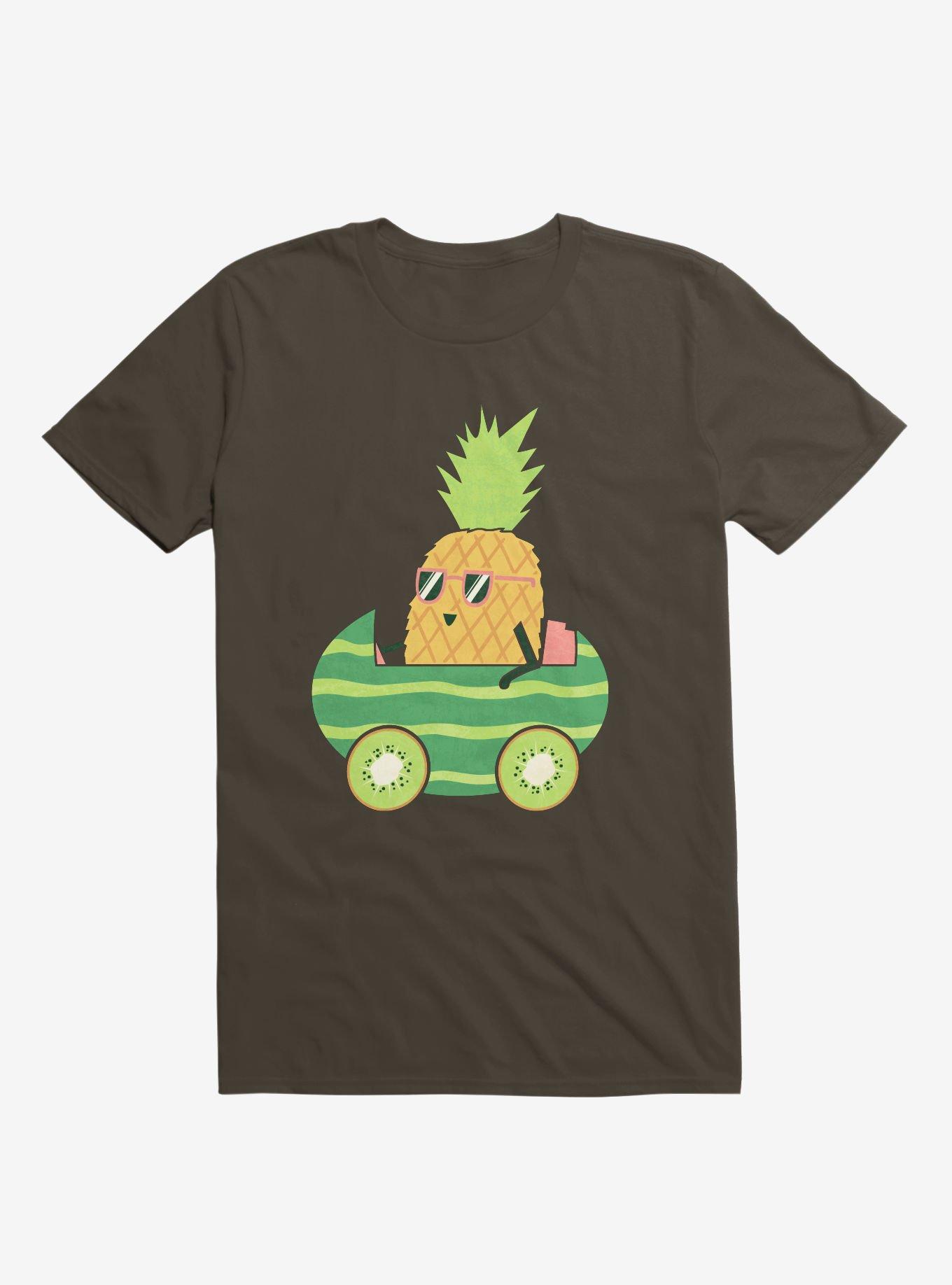 Summer Pineapple Driving Brown T-Shirt, , hi-res