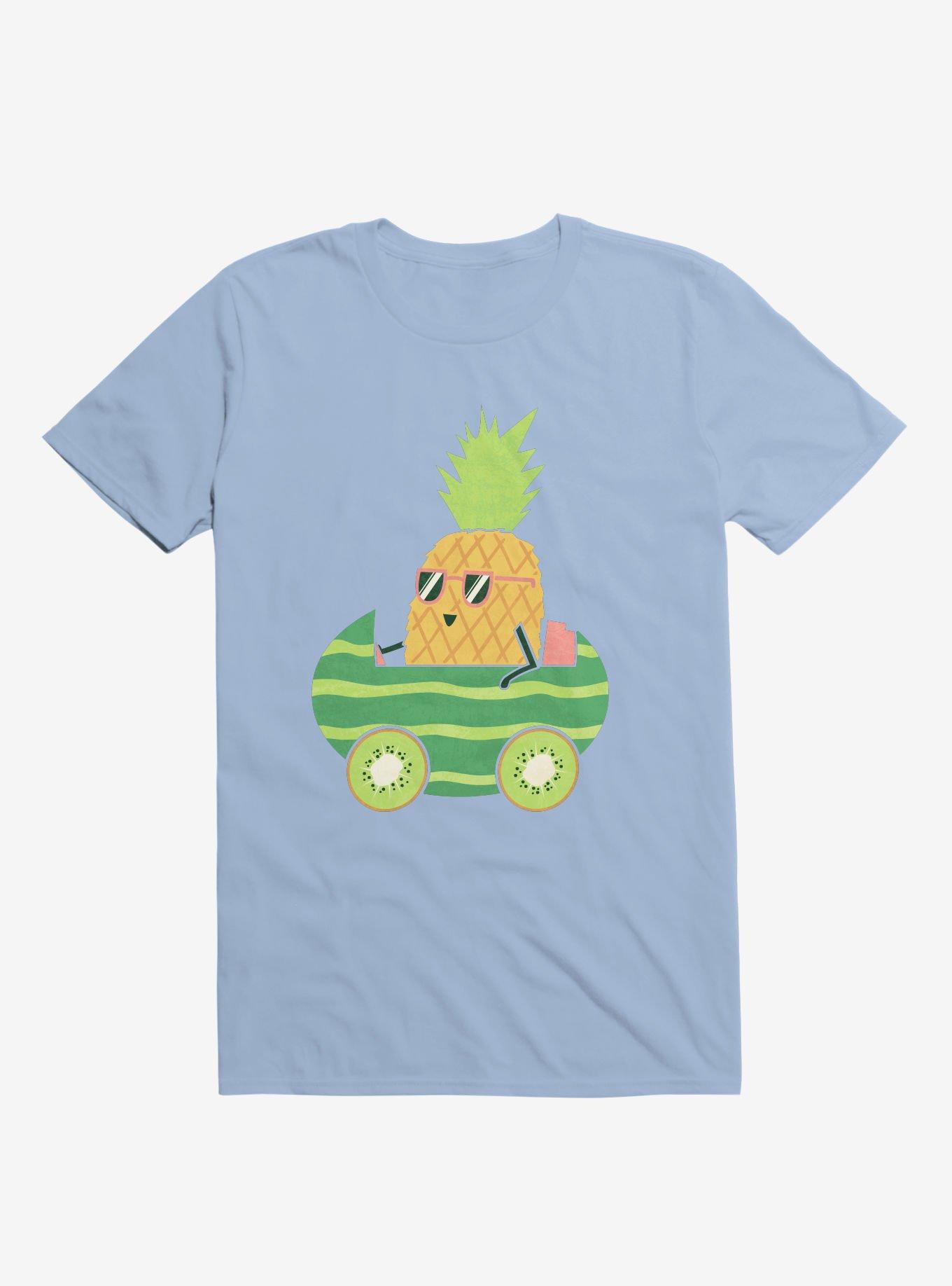 Summer Pineapple Driving Light Blue T-Shirt, , hi-res