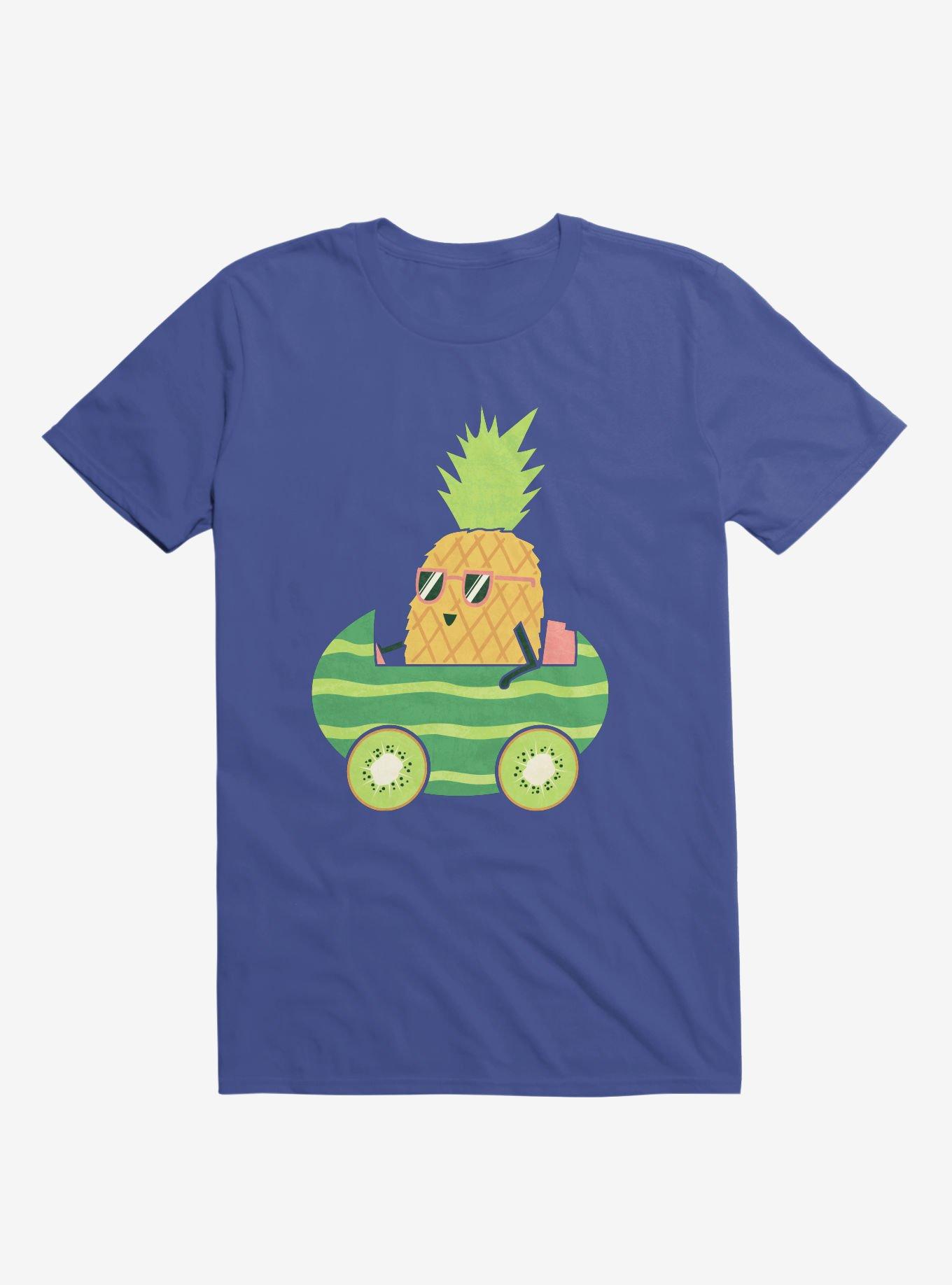 Summer Pineapple Driving Royal Blue T-Shirt, ROYAL, hi-res