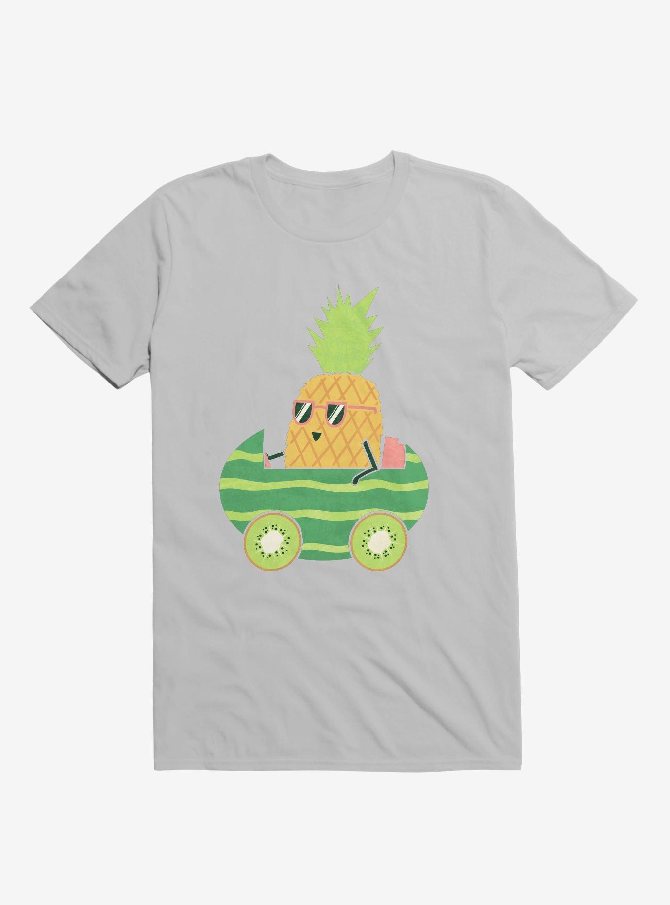 Summer Pineapple Driving Ice Grey T-Shirt, ICE GREY, hi-res