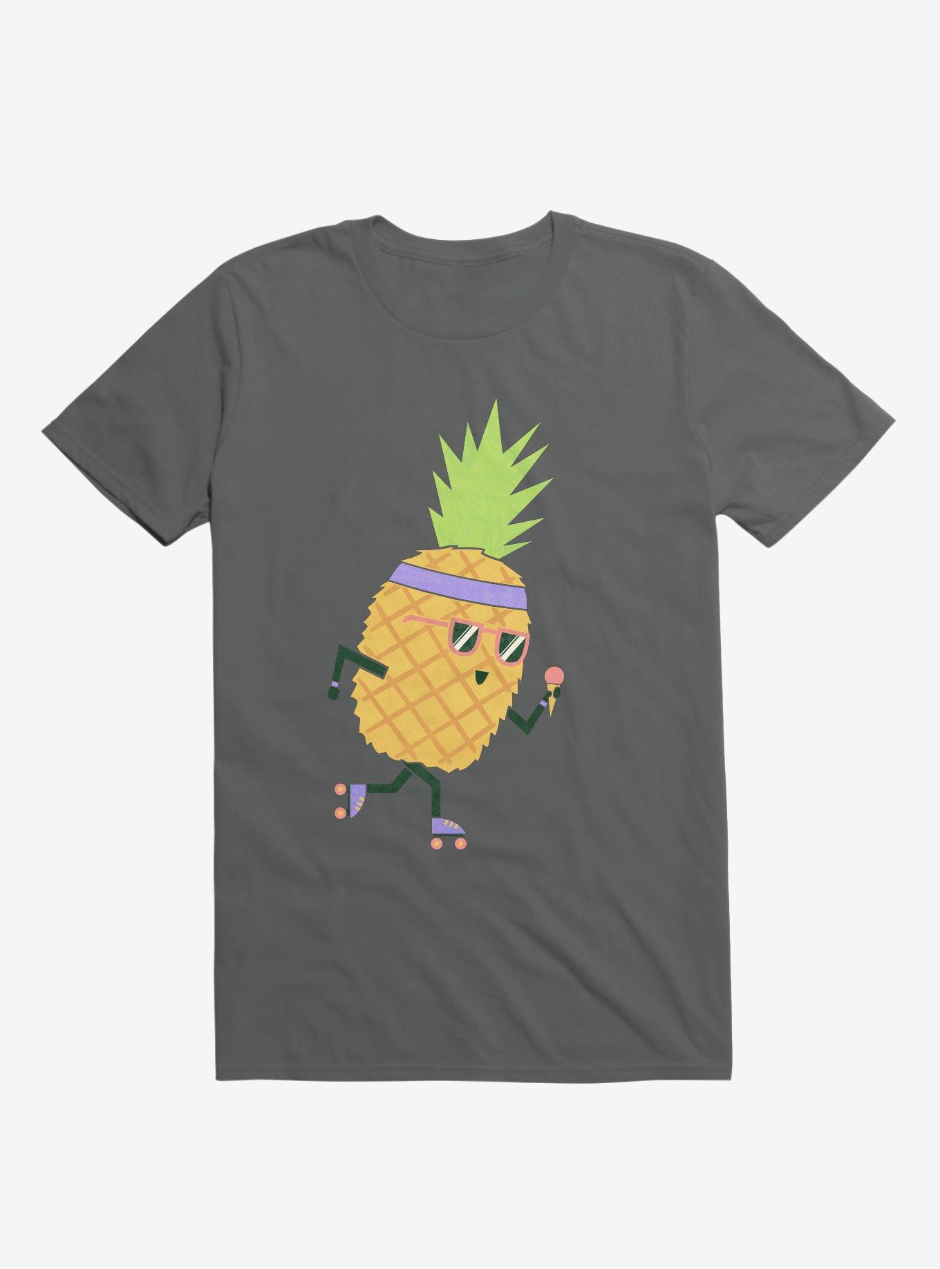 Summer Pineapple Roller Skating Charcoal Grey T-Shirt, CHARCOAL, hi-res