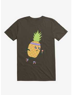 Summer Pineapple Roller Skating Brown T-Shirt, , hi-res