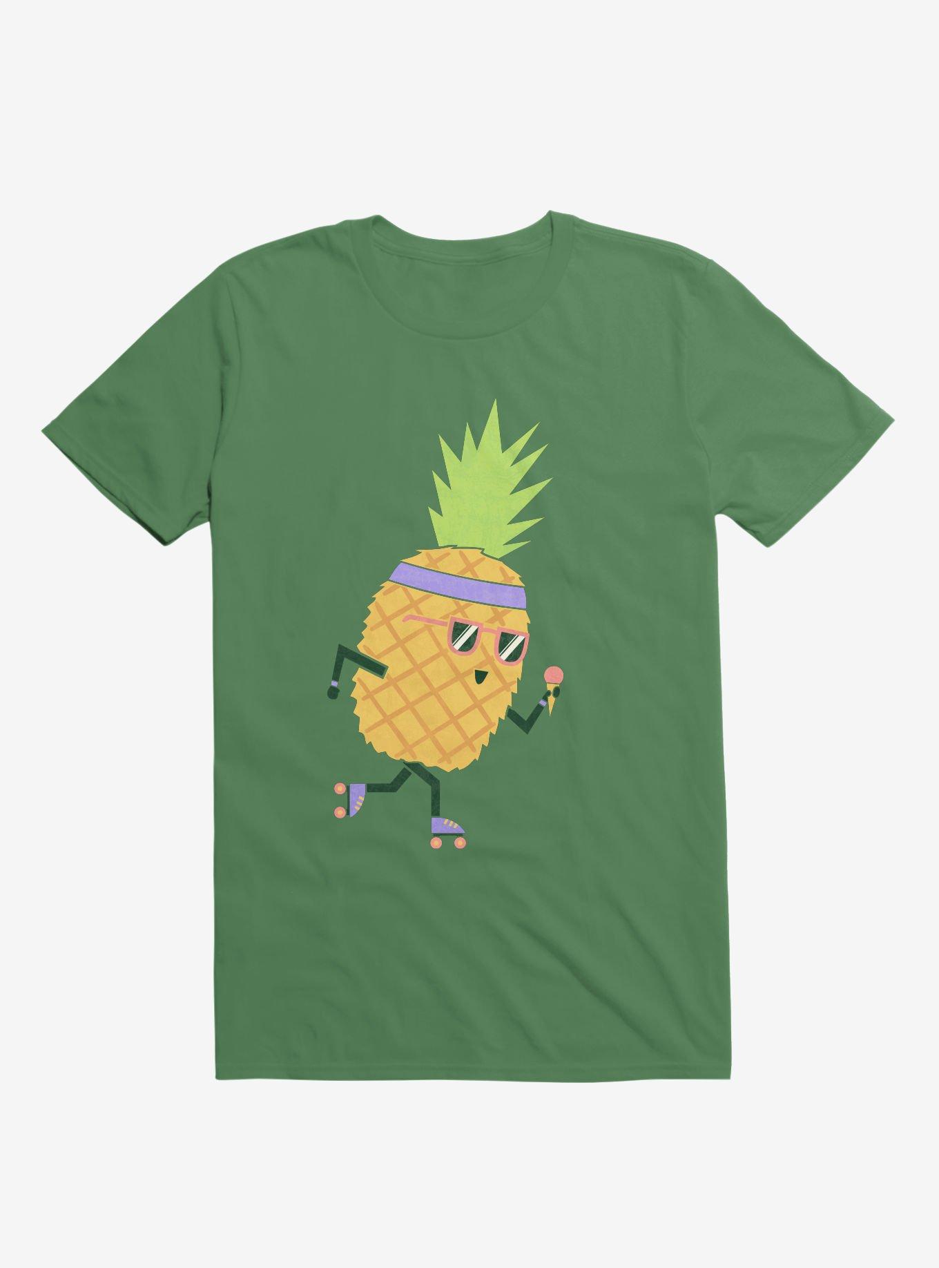 Summer Pineapple Roller Skating Irish Green T-Shirt, IRISH GREEN, hi-res