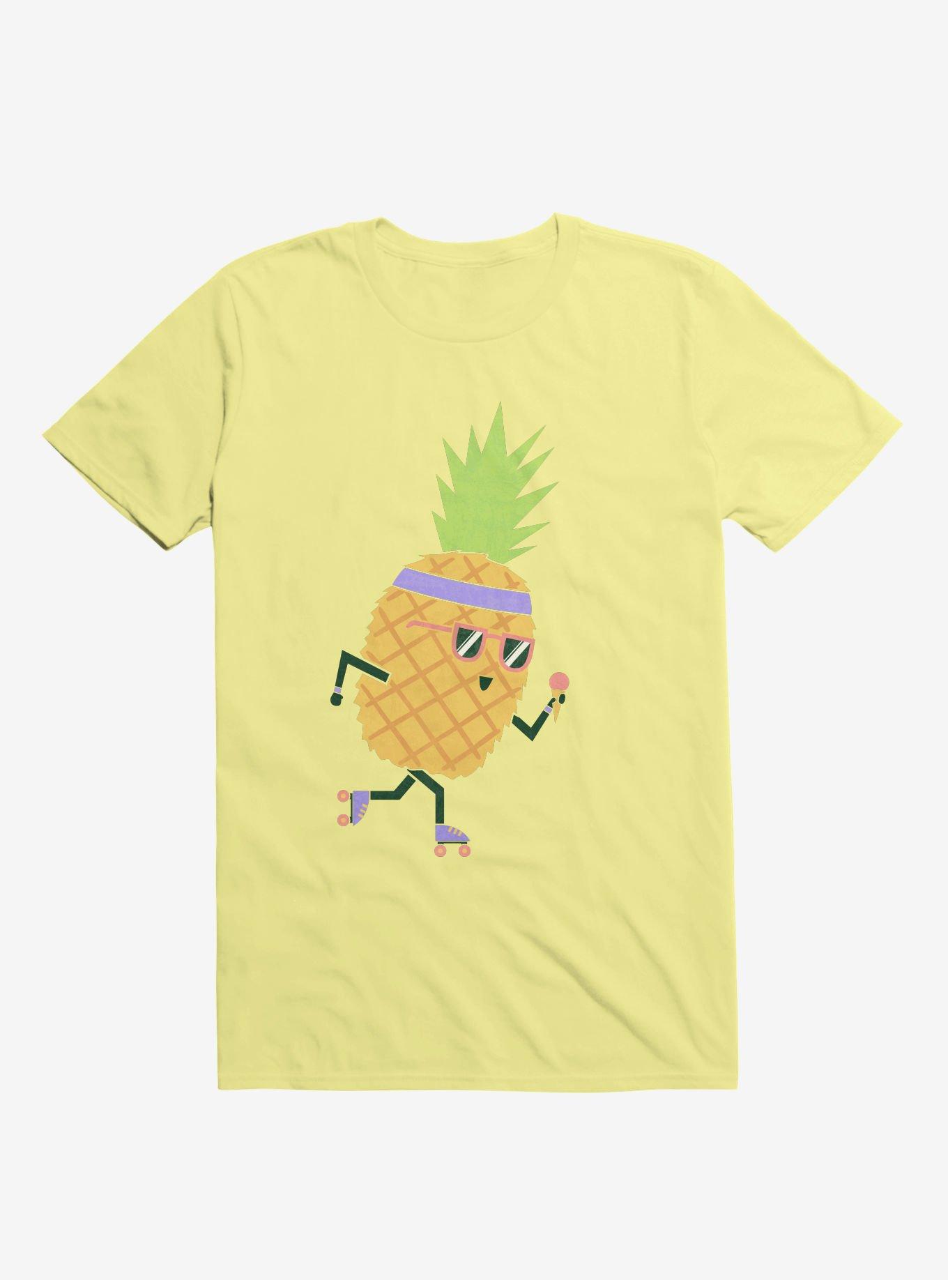 Summer Pineapple Roller Skating Corn Silk Yellow T-Shirt, , hi-res