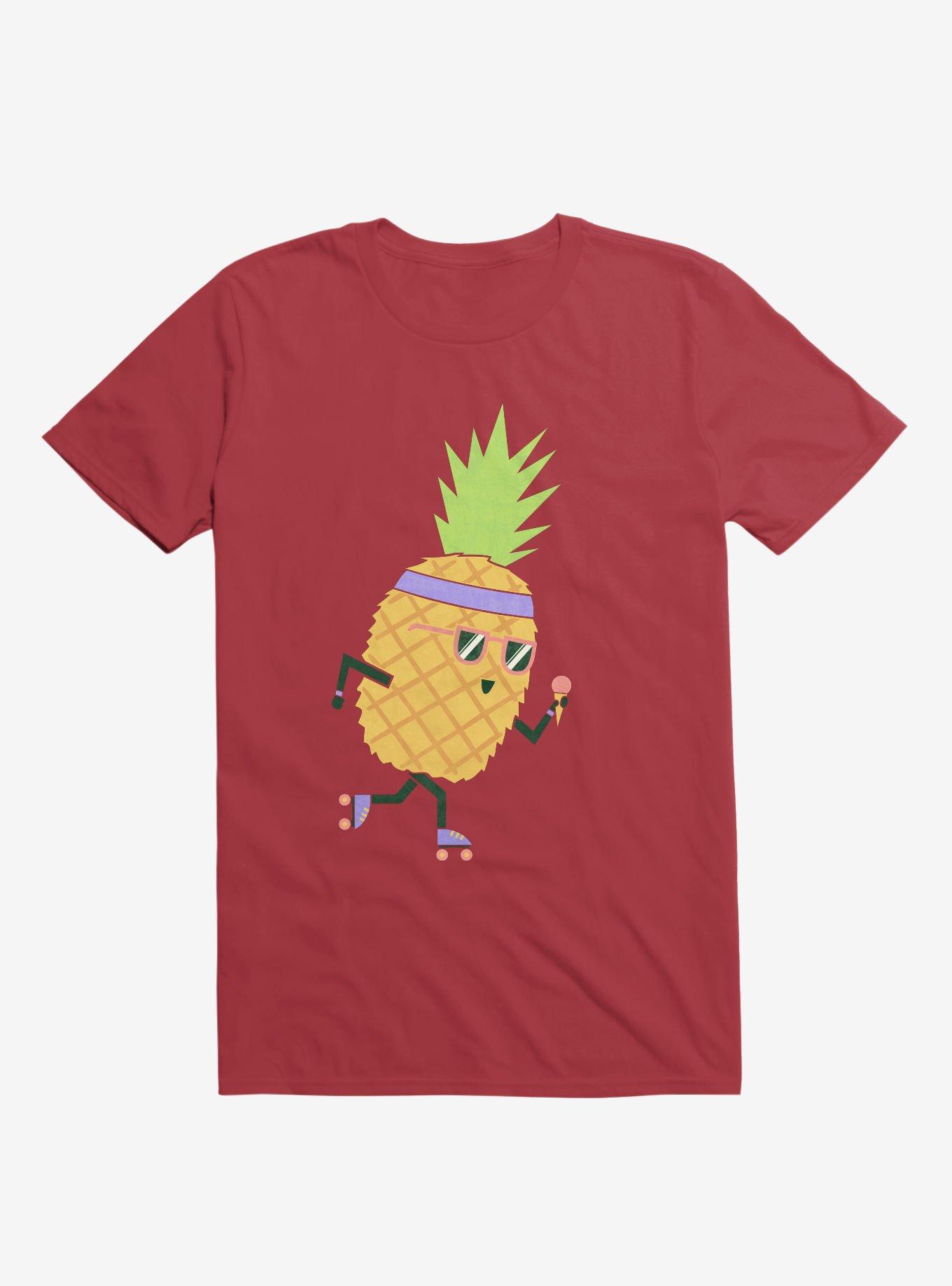 Summer Pineapple Roller Skating Red T-Shirt, , hi-res