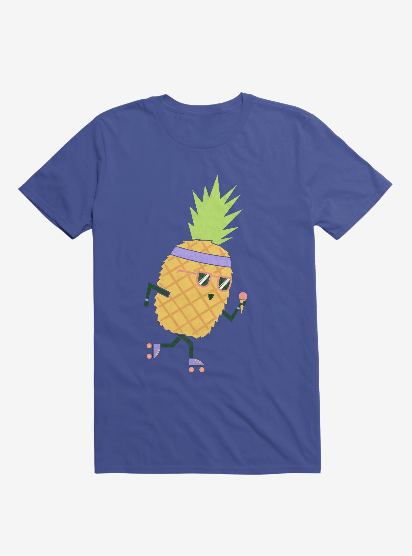 Summer Pineapple Roller Skating Royal Blue T-Shirt, ROYAL, hi-res