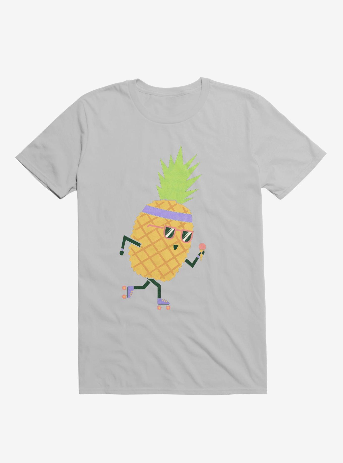Summer Pineapple Roller Skating Ice Grey T-Shirt, , hi-res