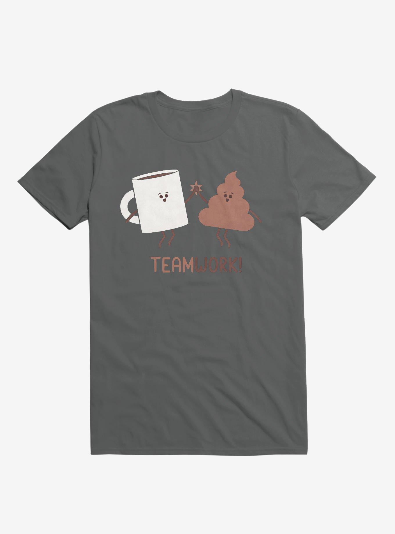 Teamwork Coffee And Poop Charcoal Grey T-Shirt, CHARCOAL, hi-res