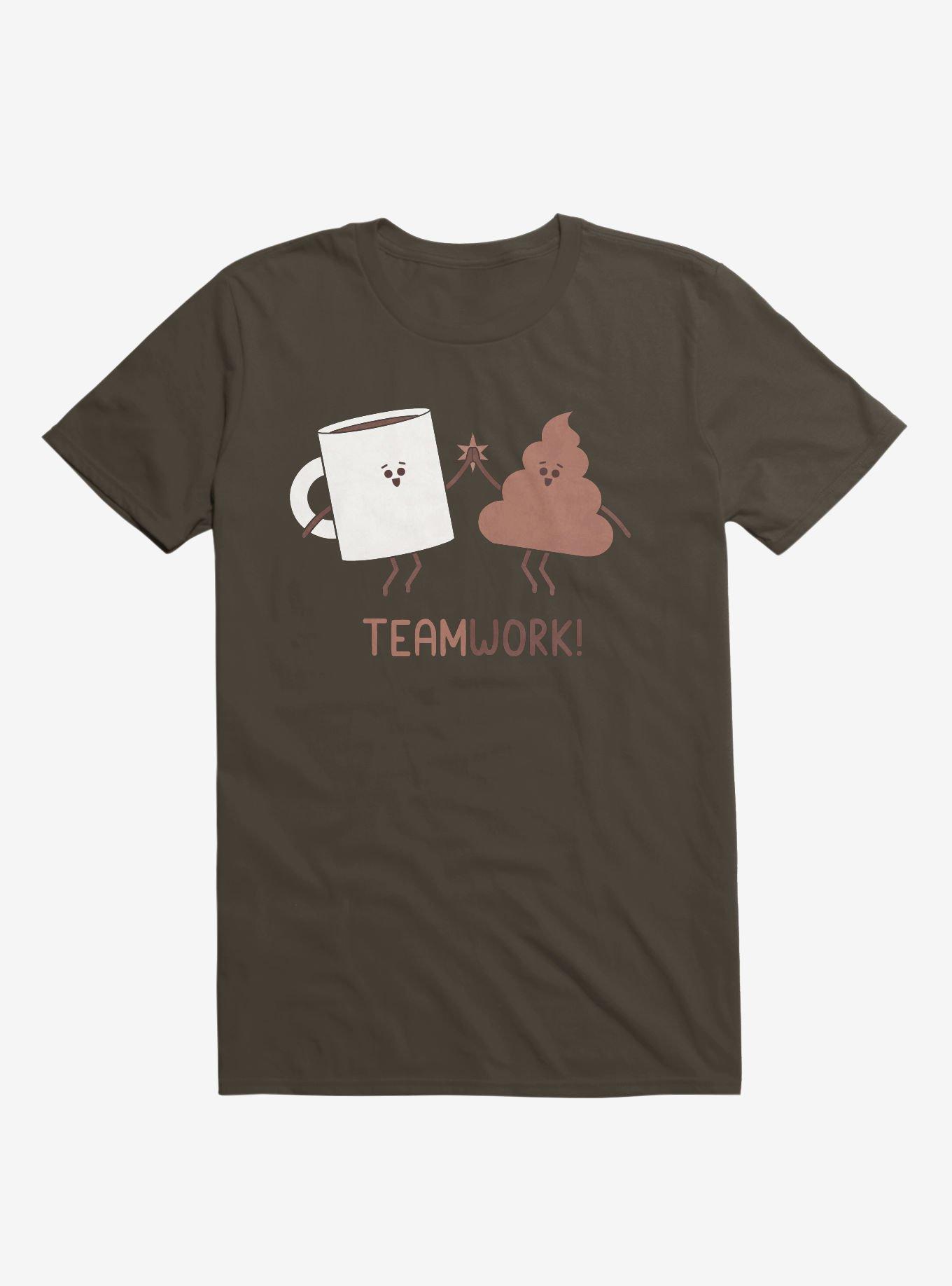 Teamwork Coffee And Poop Brown T-Shirt, BROWN, hi-res