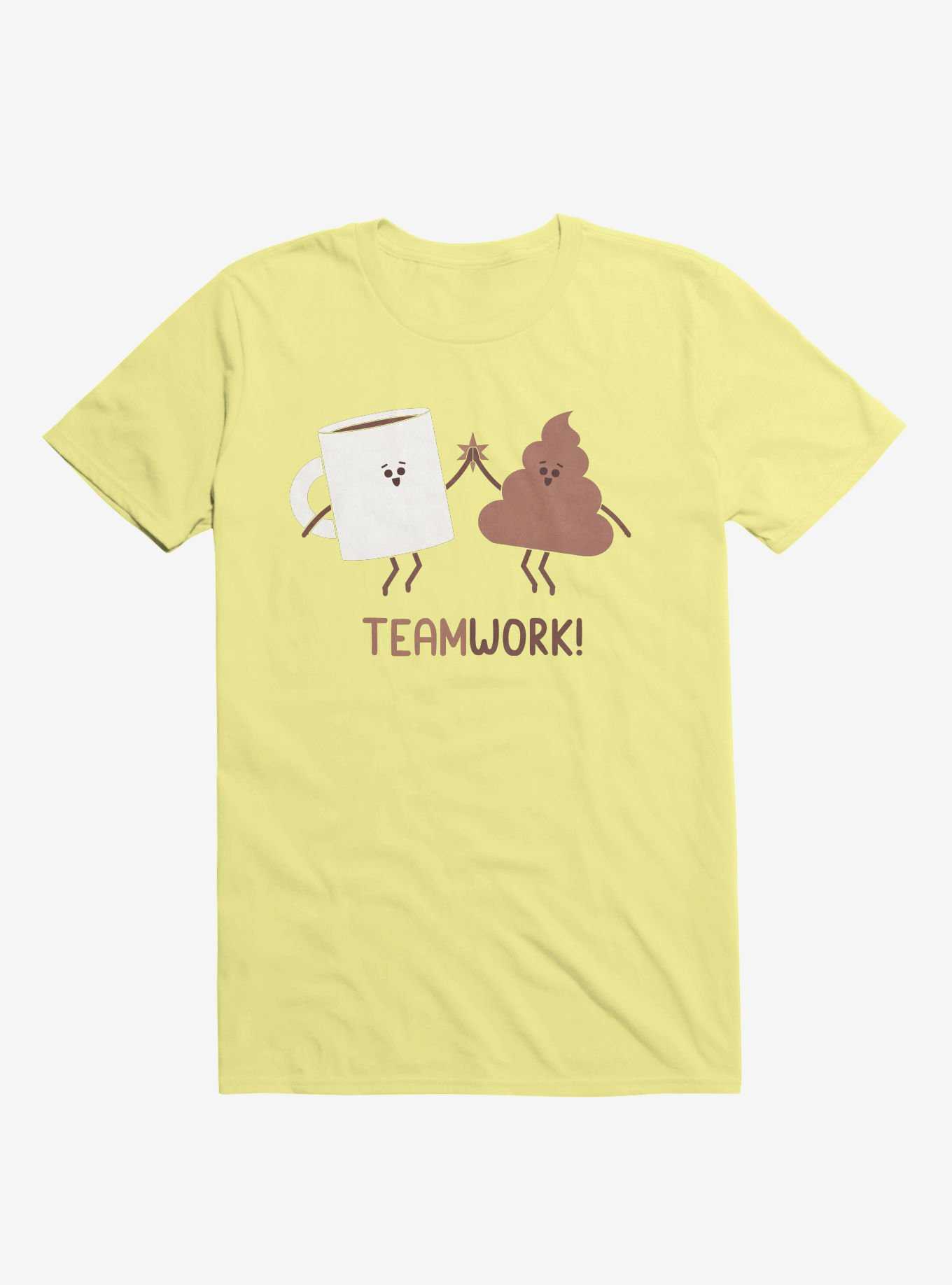 Teamwork Coffee And Poop Corn Silk Yellow T-Shirt, , hi-res