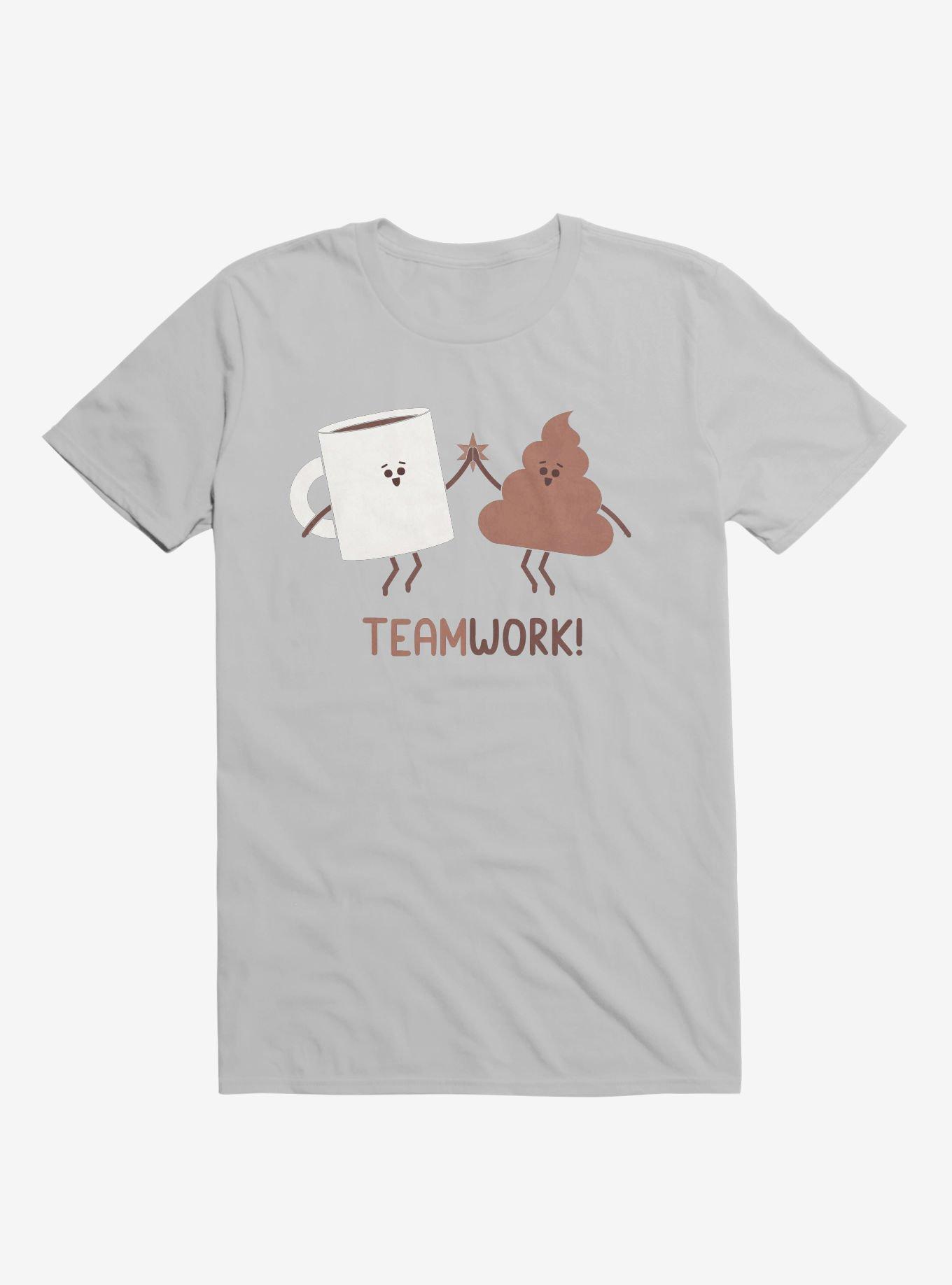 Teamwork Coffee And Poop Ice Grey T-Shirt, ICE GREY, hi-res