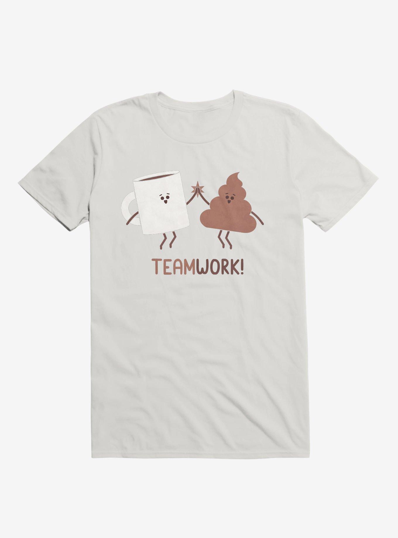 Teamwork Coffee And Poop White T-Shirt, , hi-res
