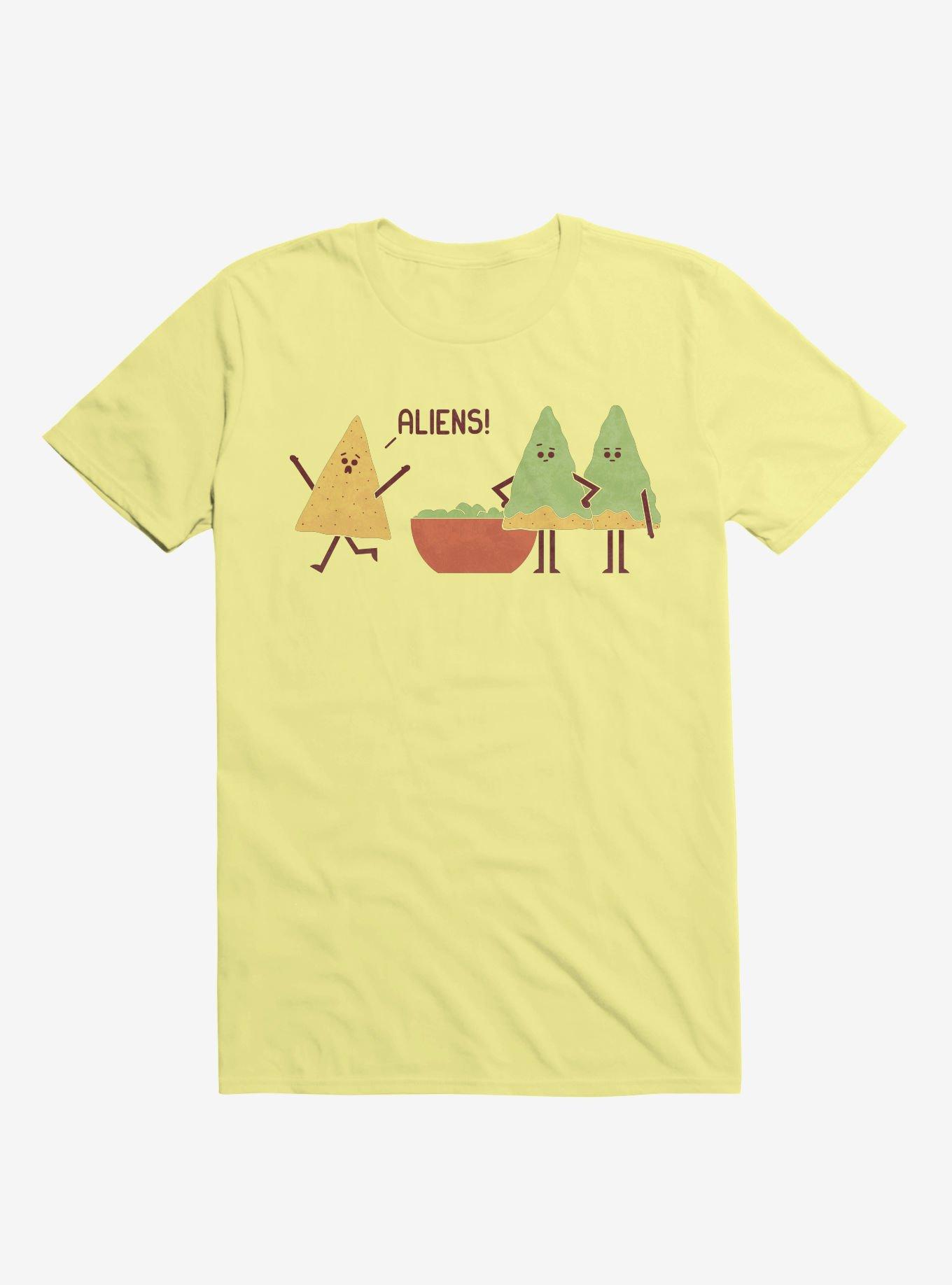 Aliens! Chip Guacamole Dip Corn Silk Yellow T-Shirt, , hi-res