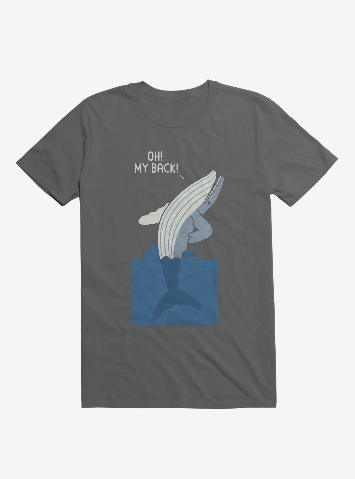 Bad Back Whale Oh! My Back! Charcoal Grey T-Shirt, , hi-res