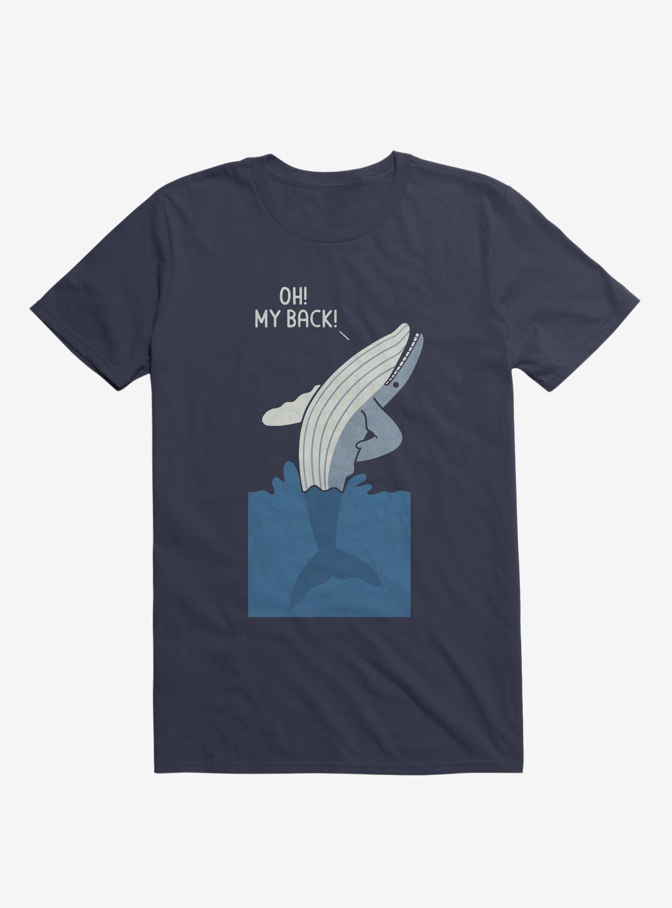 THRDLESS Bad Back Whale Oh! My Back! Navy Blue T-Shirt