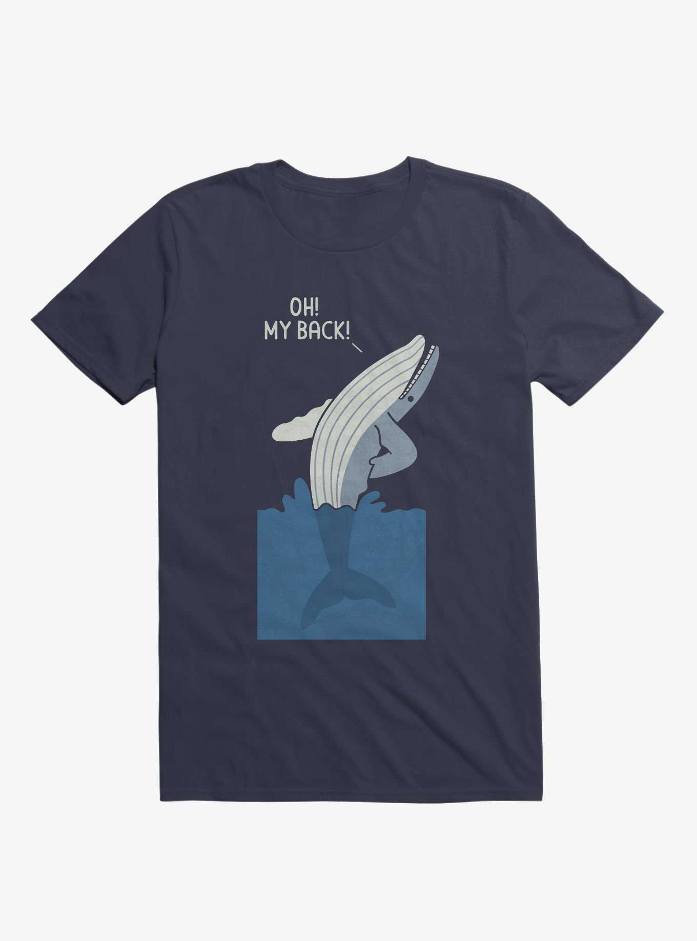 Bad Back Whale Oh! My Back! Navy Blue T-Shirt, , hi-res