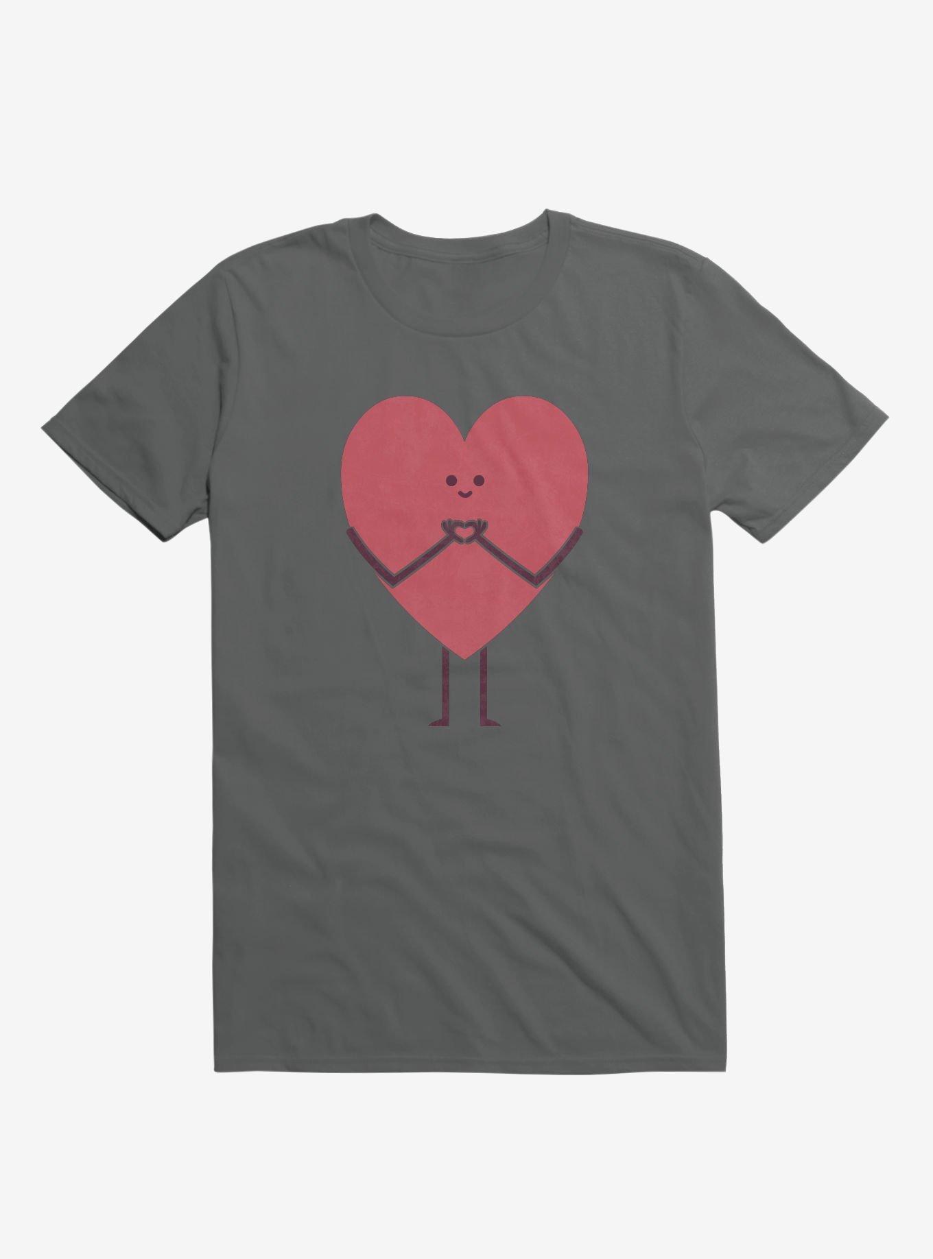 Heart Making Heart Hands Charcoal Grey T-Shirt, CHARCOAL, hi-res