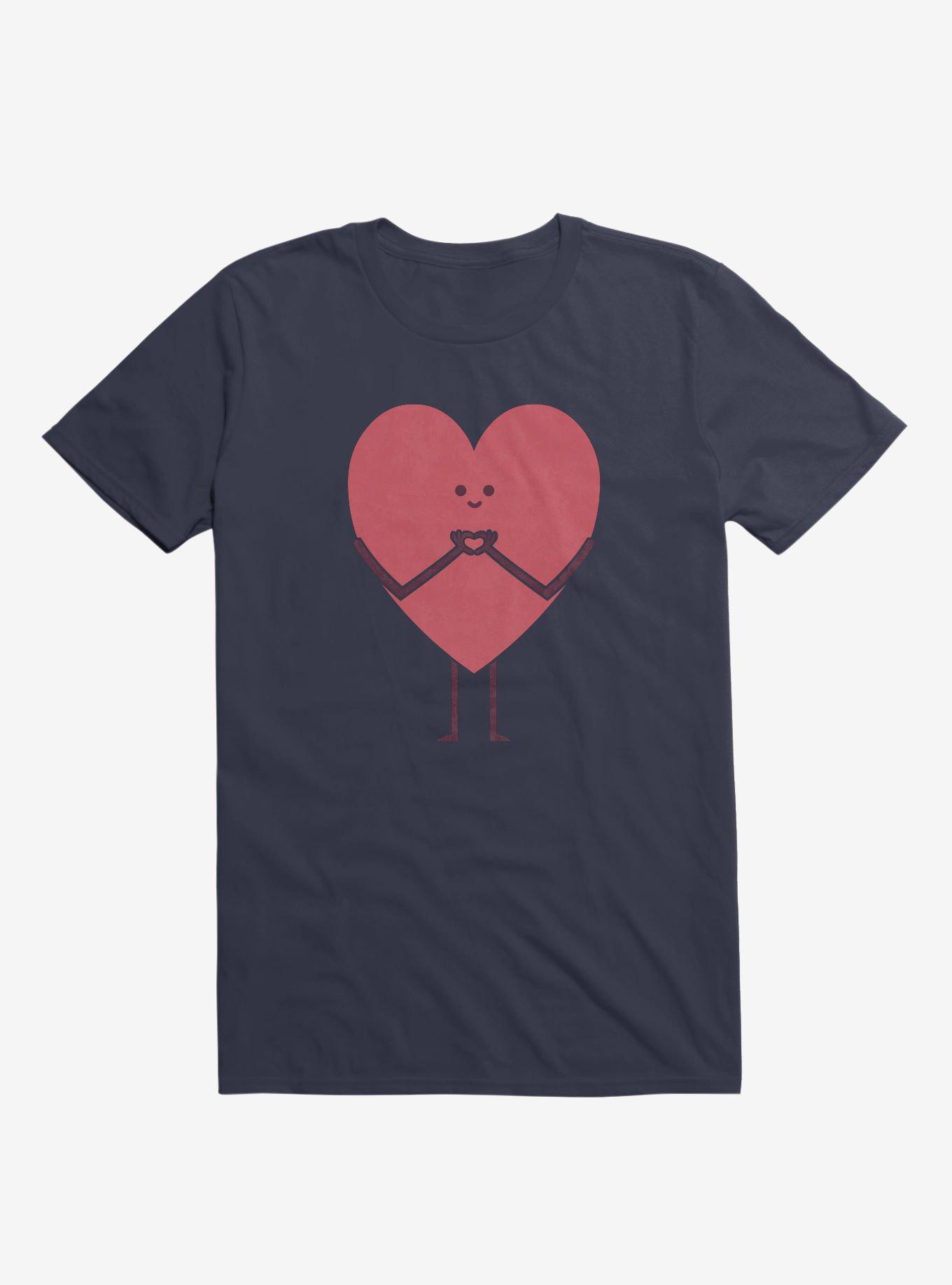 Heart Making Heart Hands Navy Blue T-Shirt, NAVY, hi-res
