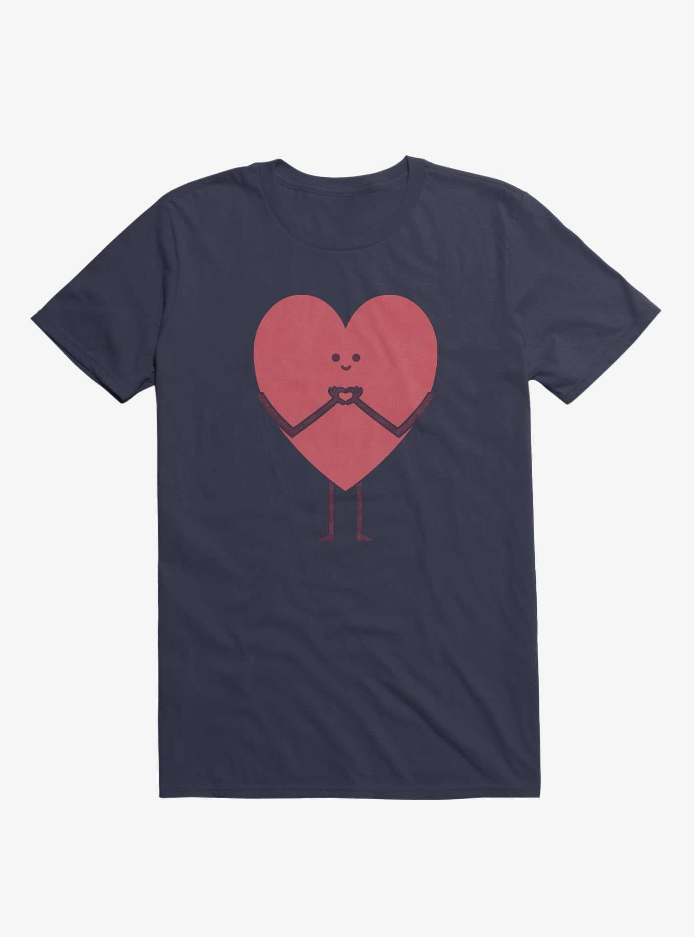 Heart Making Heart Hands Navy Blue T-Shirt, , hi-res
