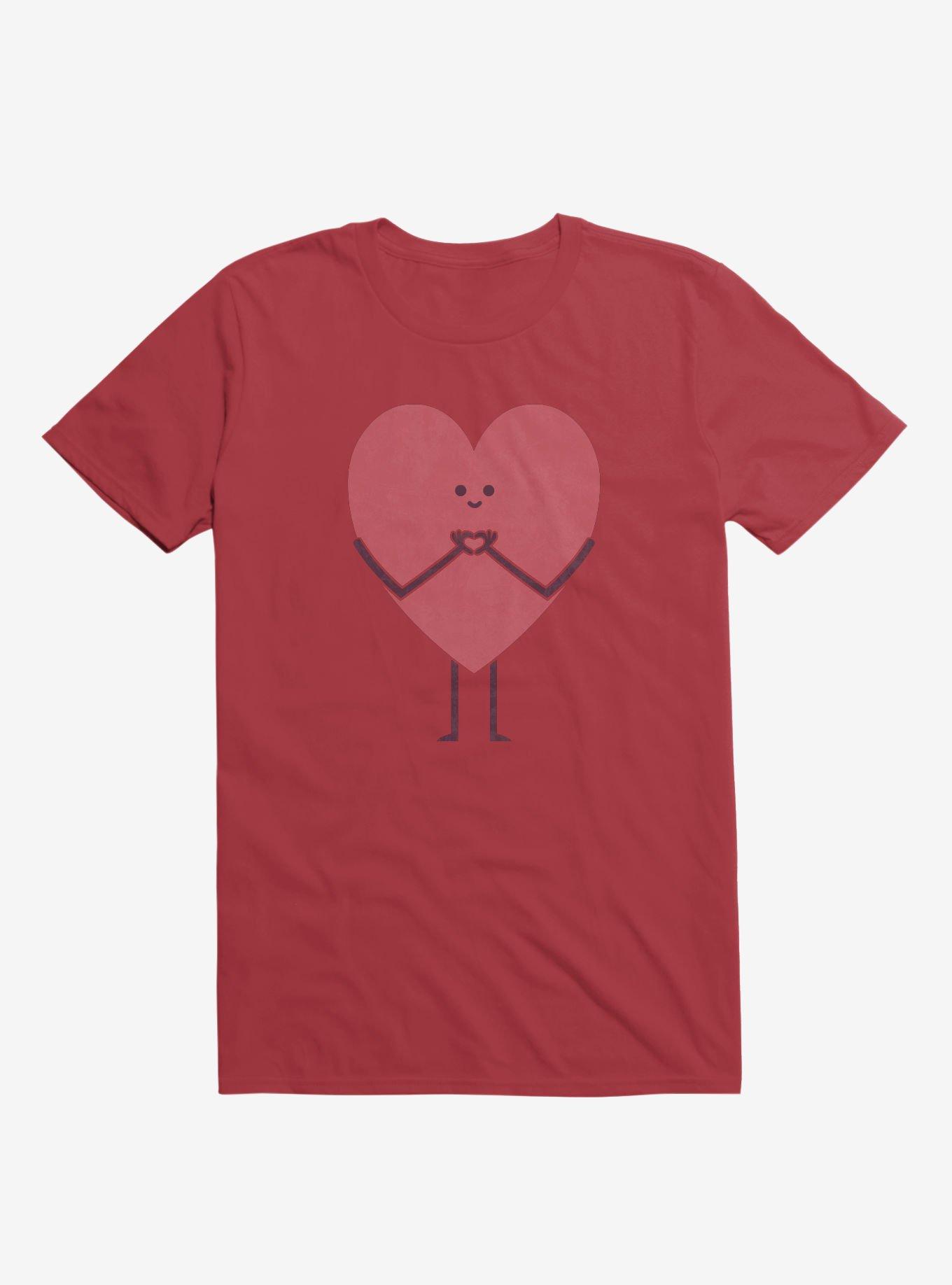 Heart Making Heart Hands Red T-Shirt, RED, hi-res
