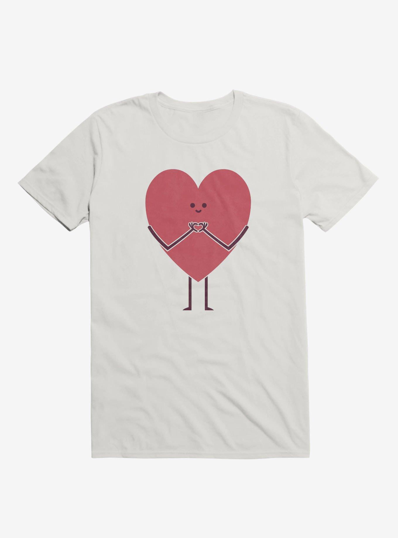 Heart Making Heart Hands White T-Shirt, WHITE, hi-res