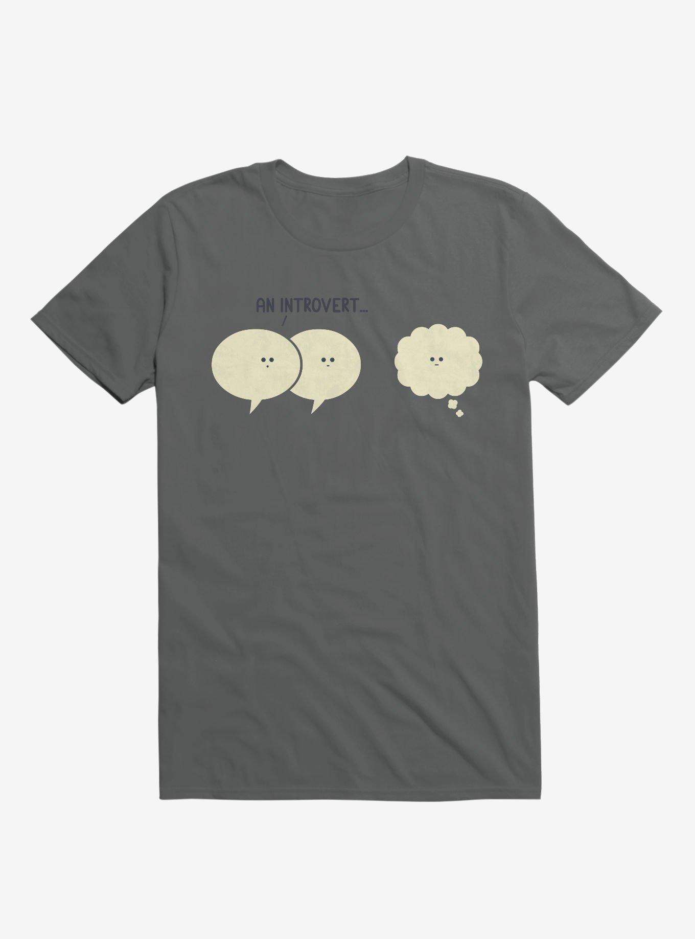 An Introvert... Speech And Thought Bubbles Charcoal Grey T-Shirt, CHARCOAL, hi-res