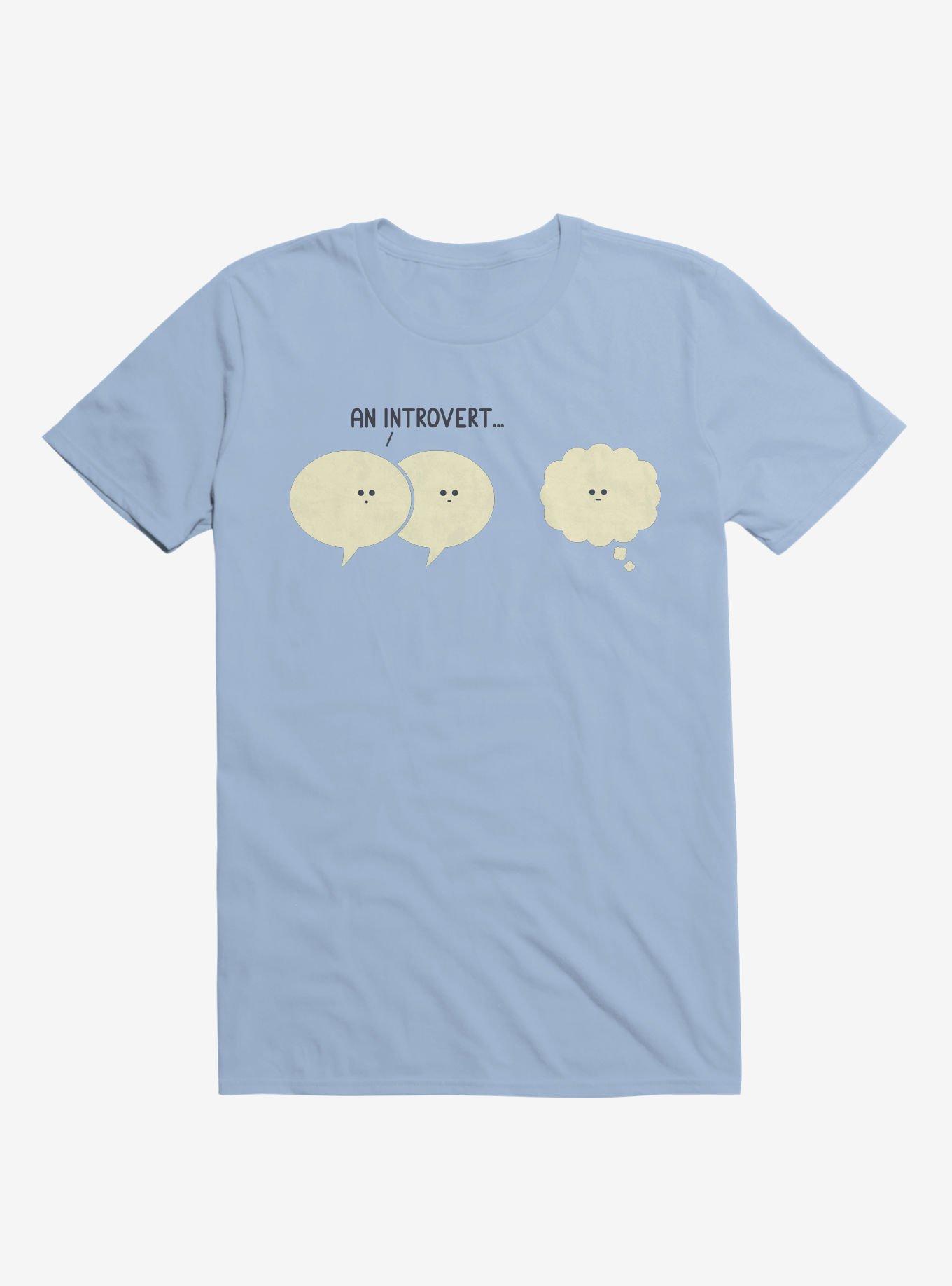 An Introvert... Speech And Thought Bubbles Light Blue T-Shirt, , hi-res