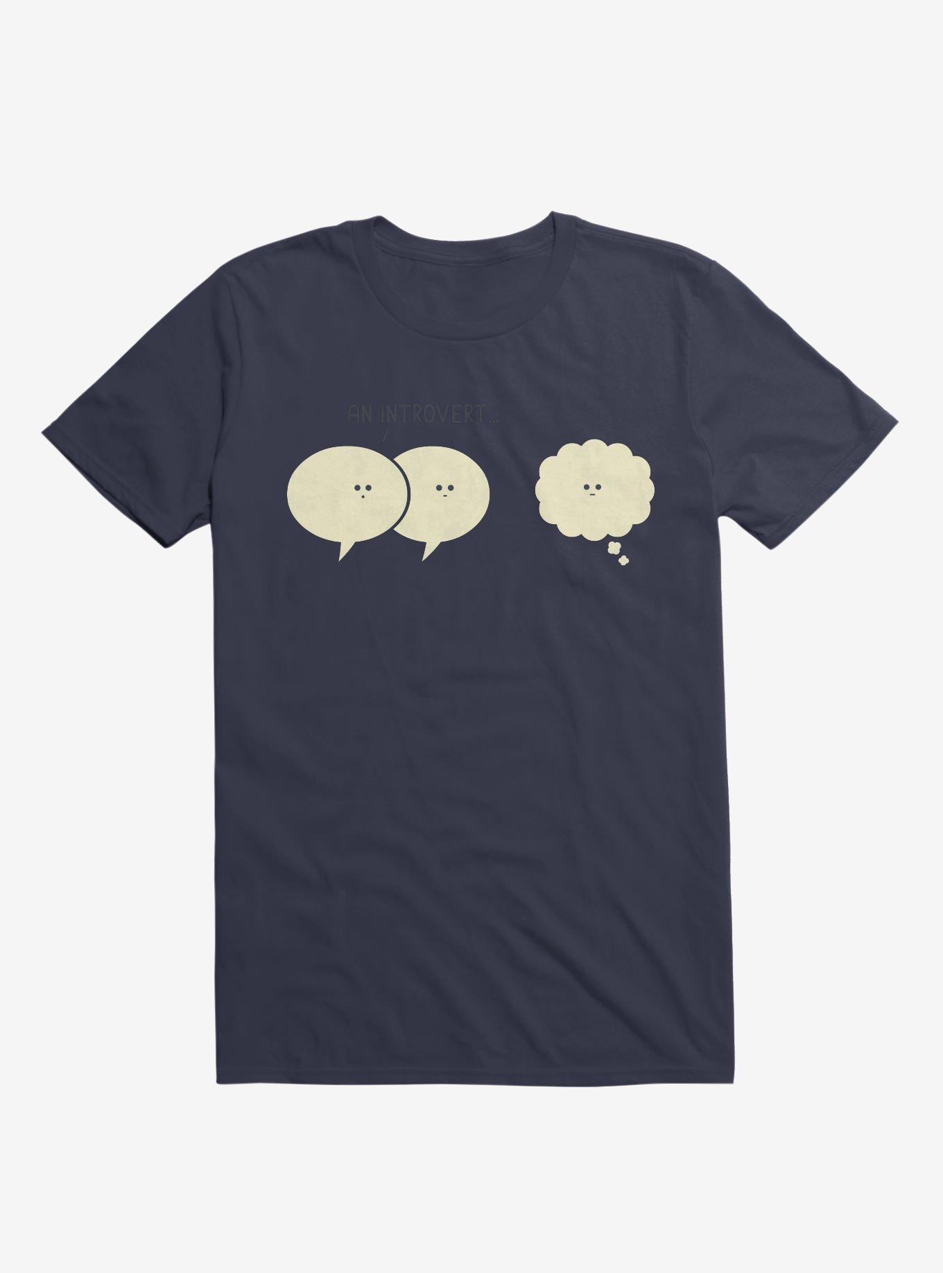 An Introvert... Speech And Thought Bubbles Navy Blue T-Shirt, NAVY, hi-res