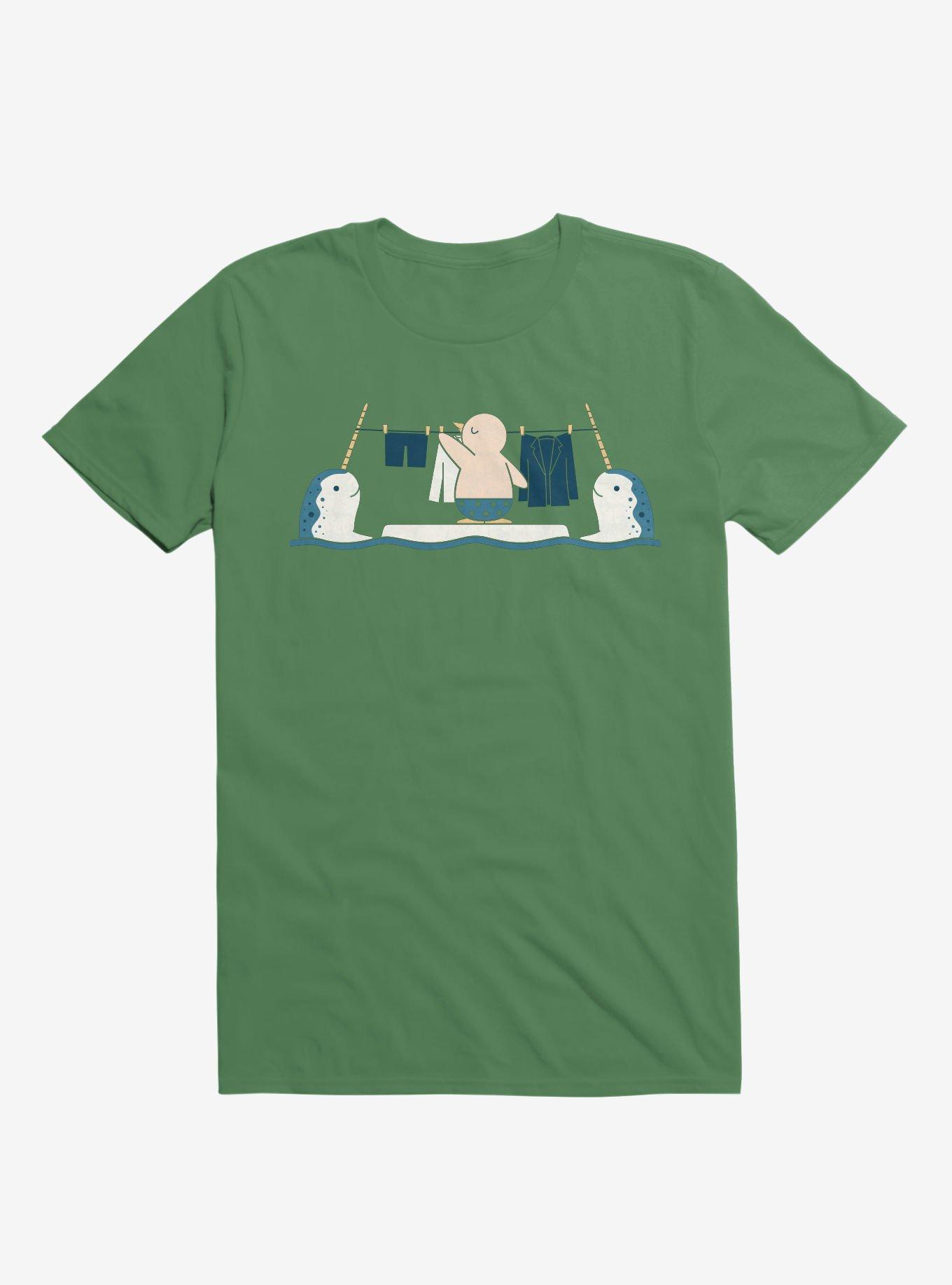 Penguin With Narwhals Laundry Day Irish Green T-Shirt, , hi-res