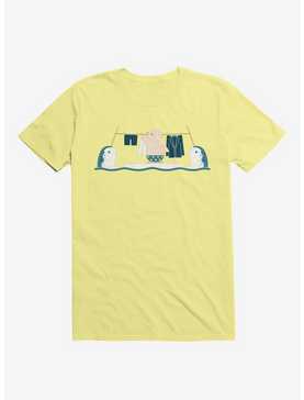Penguin With Narwhals Laundry Day Corn Silk Yellow T-Shirt, , hi-res