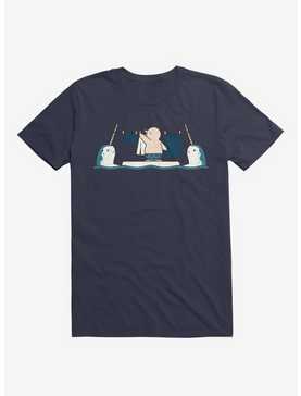 Penguin With Narwhals Laundry Day Navy Blue T-Shirt, , hi-res