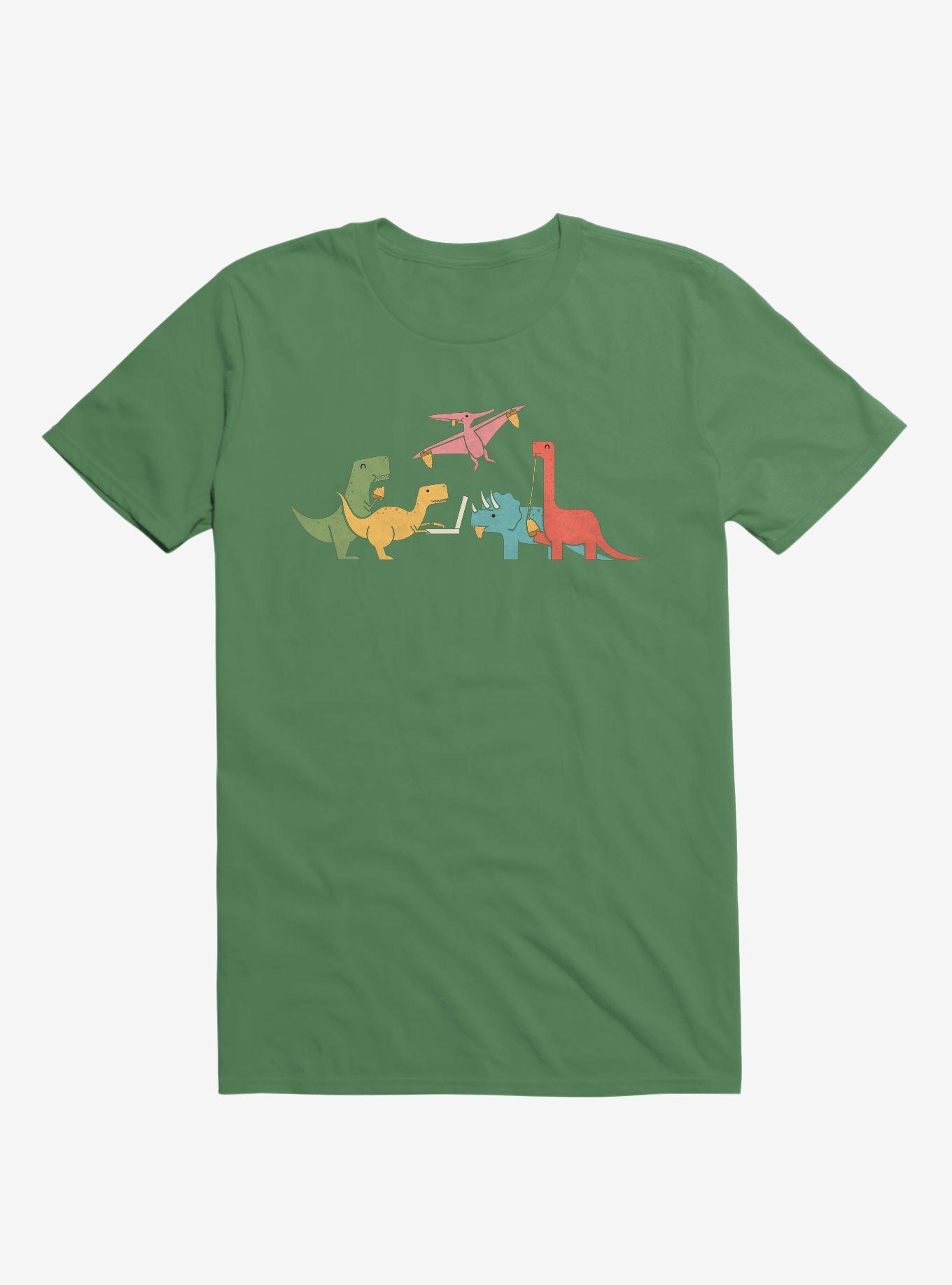 THRDLESS Dinos Eating Pizza Irish Green T-Shirt