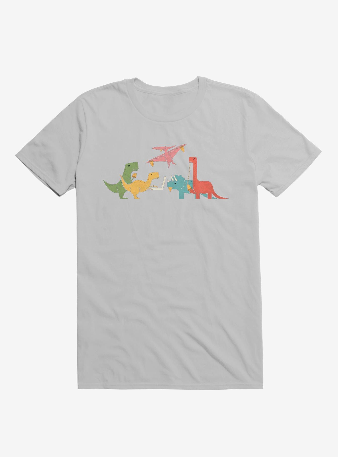 Dinos Eating Pizza Ice Grey T-Shirt, , hi-res