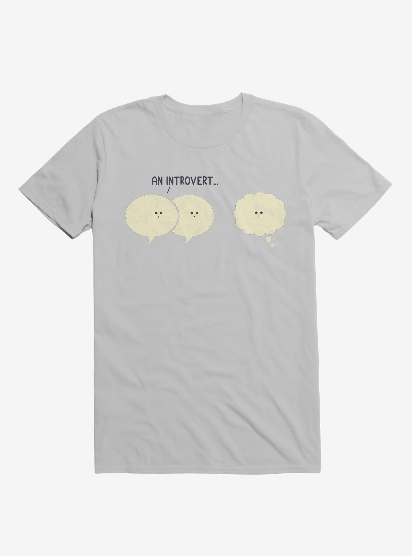 An Introvert... Speech And Thought Bubbles Ice Grey T-Shirt, ICE GREY, hi-res