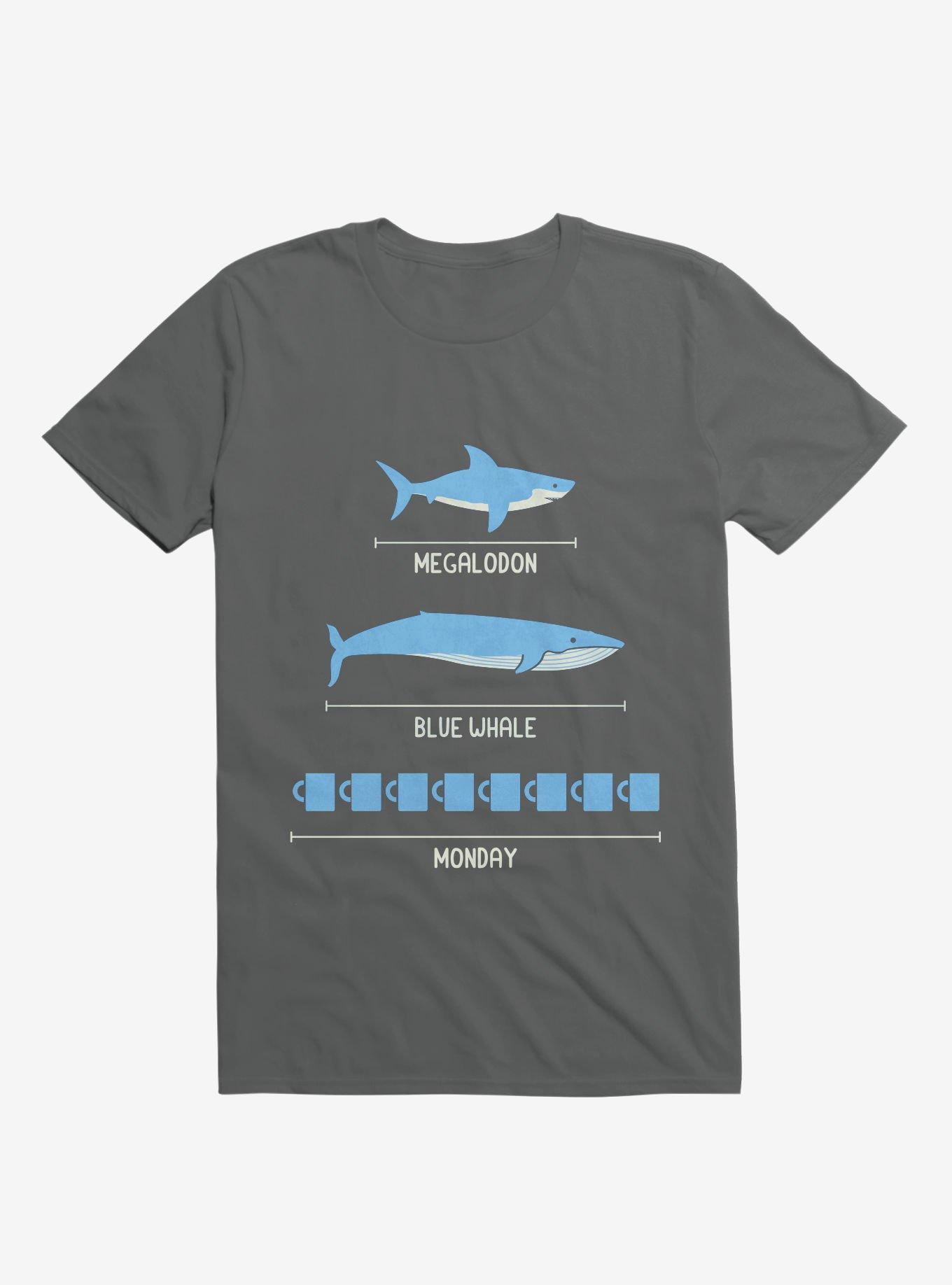 The Longest Things Megalodon, Blue Whale, Monday Charcoal Grey T-Shirt, CHARCOAL, hi-res