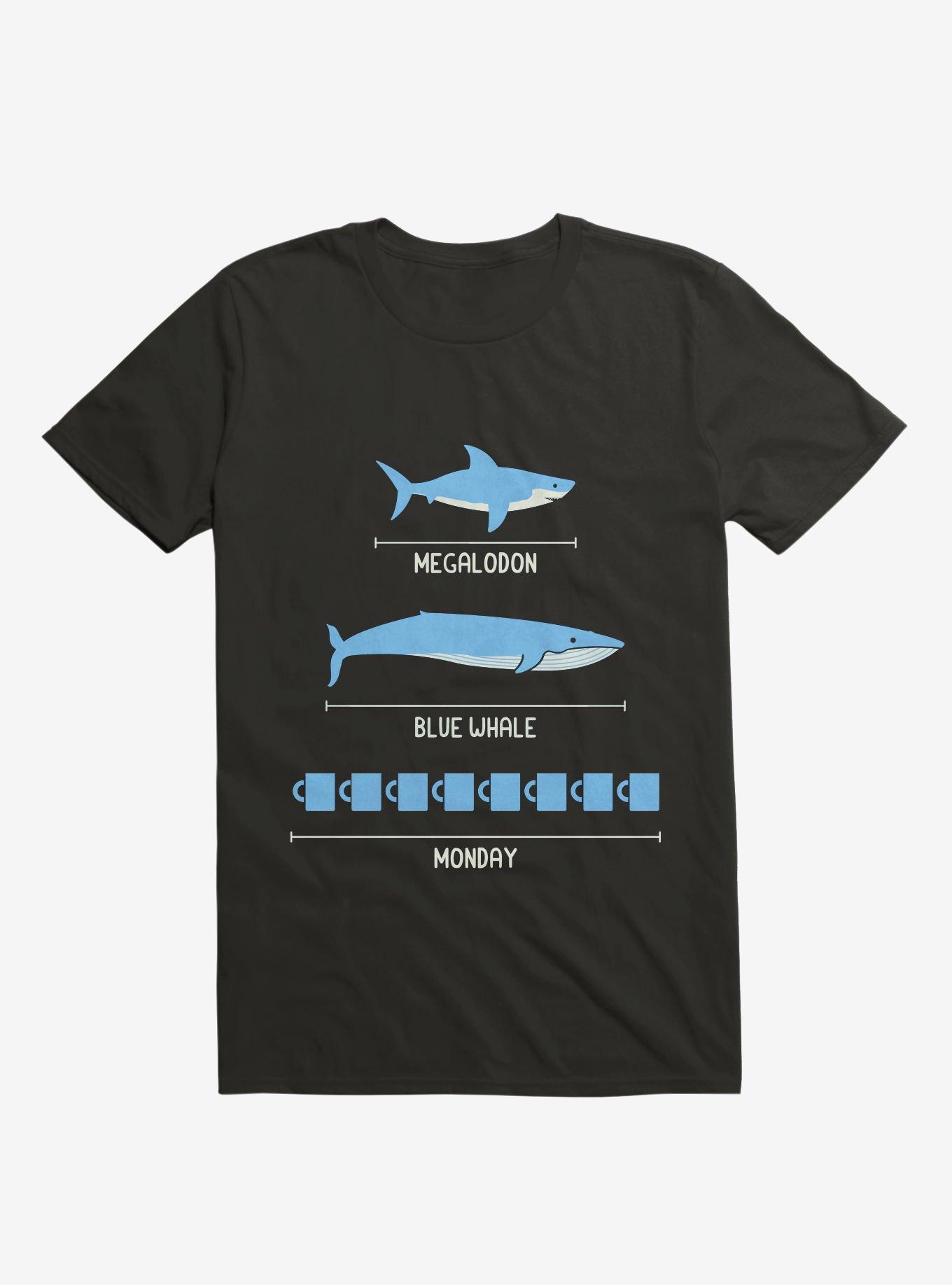 The Longest Things Megalodon, Blue Whale, Monday Black T-Shirt, BLACK, hi-res