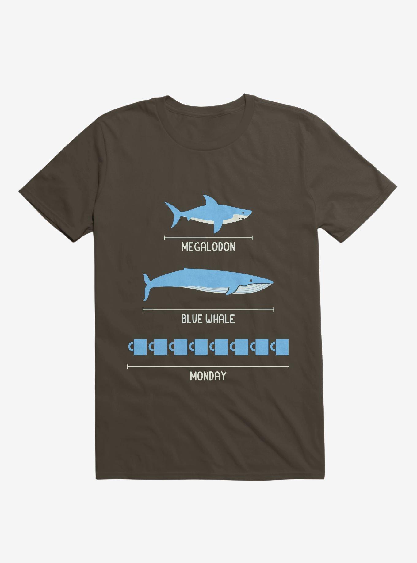 The Longest Things Megalodon, Blue Whale, Monday Brown T-Shirt, BROWN, hi-res