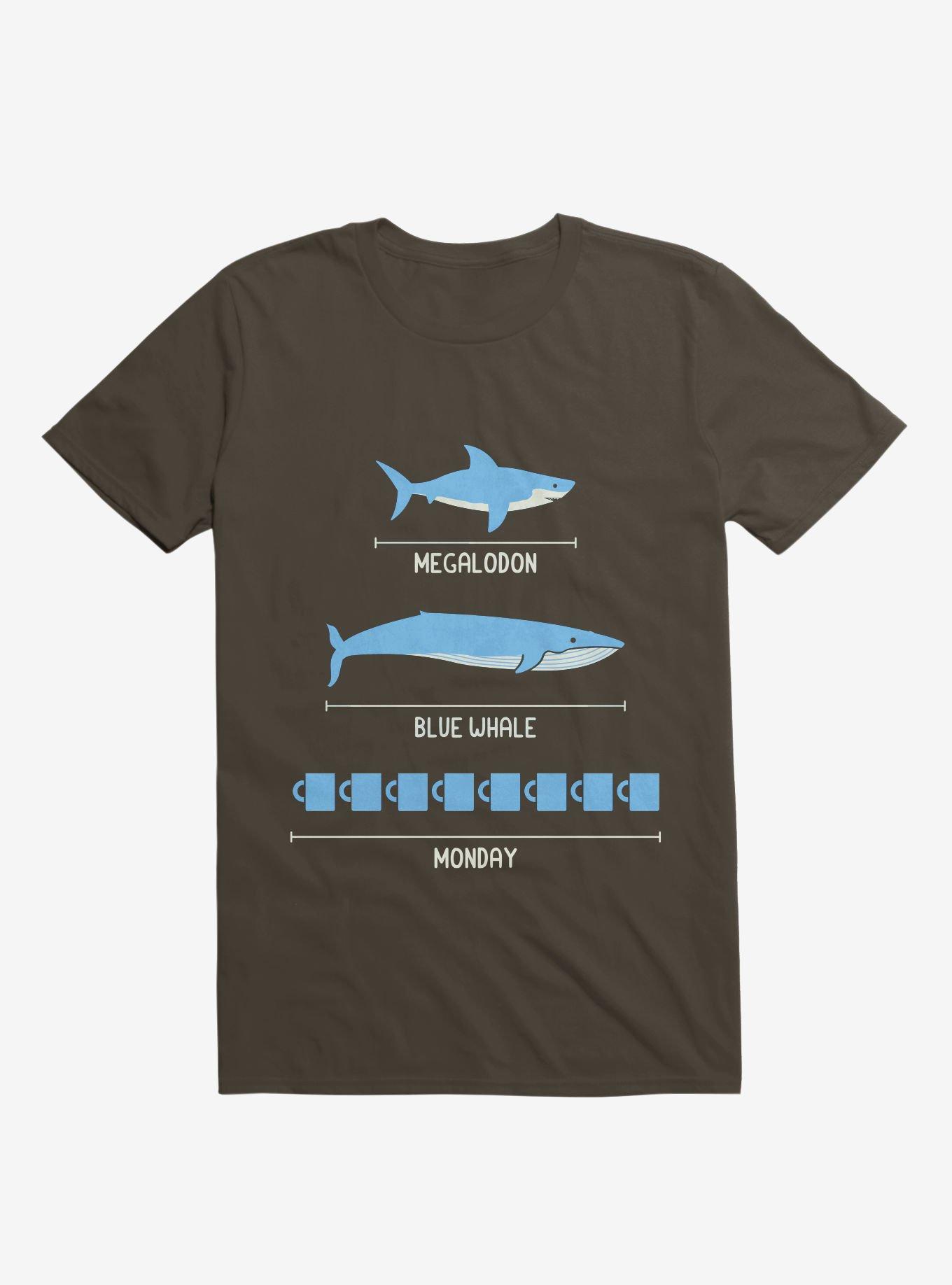 The Longest Things Megalodon, Blue Whale, Monday Brown T-Shirt, , hi-res