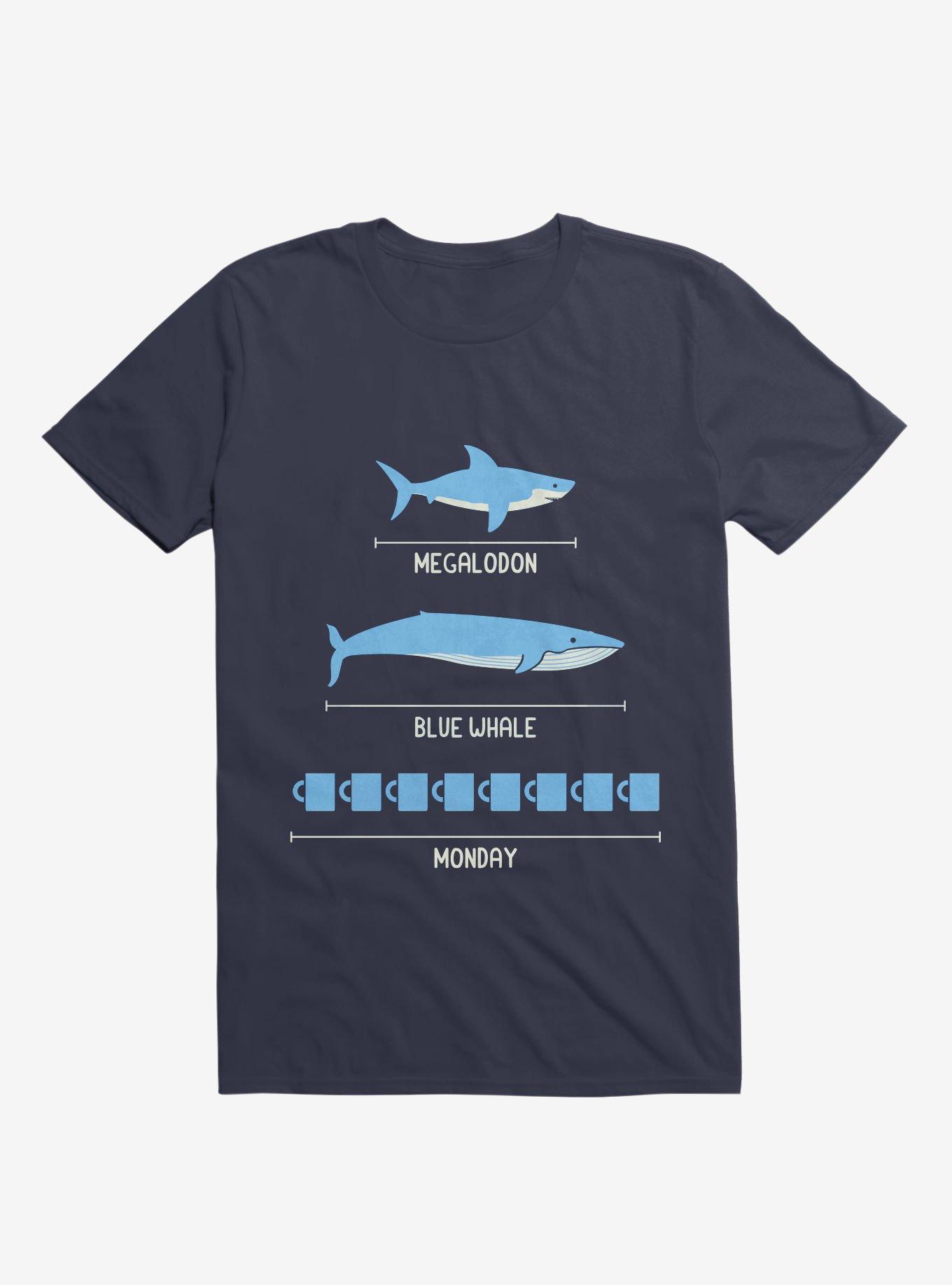 The Longest Things Megalodon, Blue Whale, Monday Navy Blue T-Shirt, NAVY, hi-res