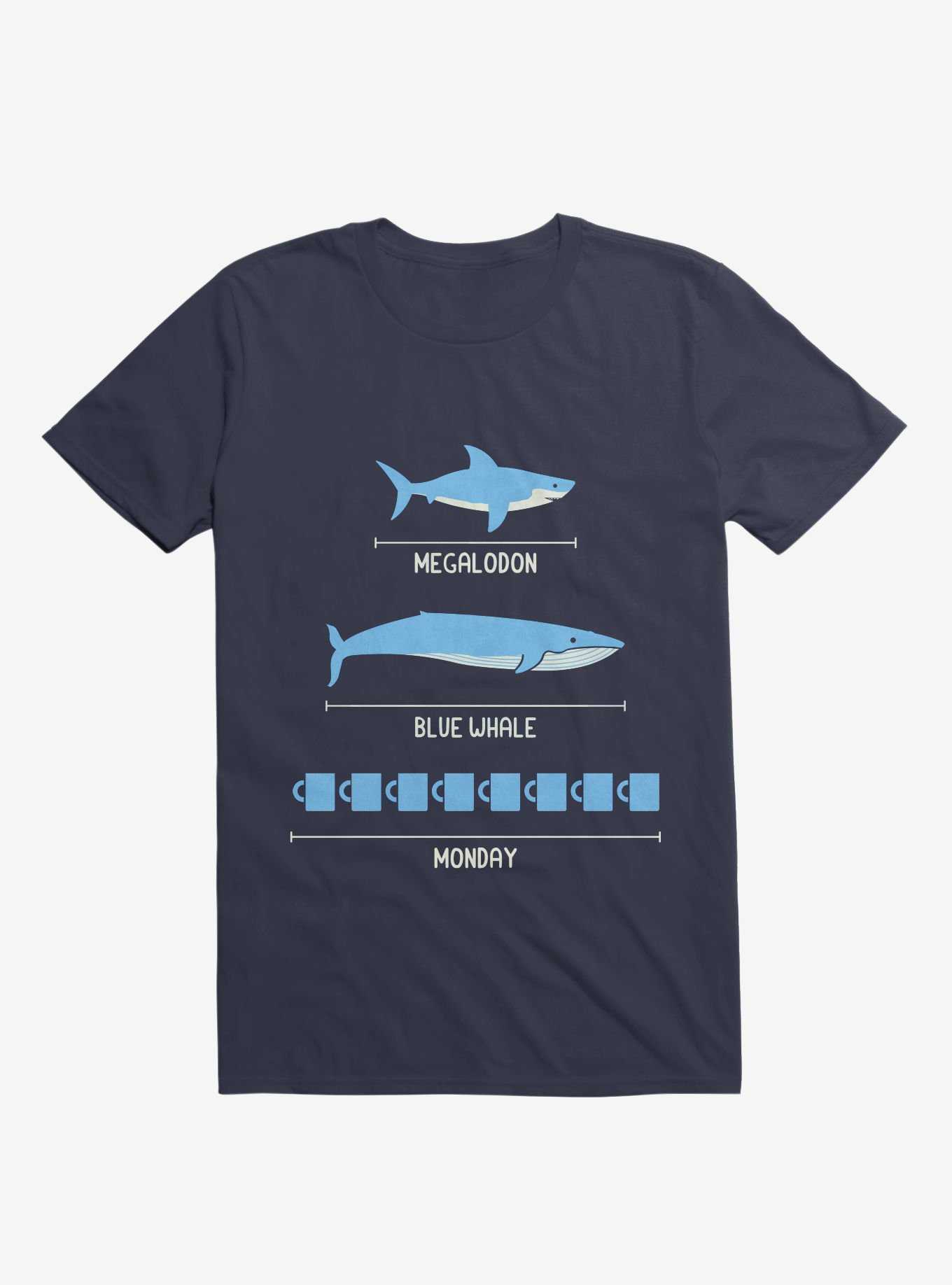 The Longest Things Megalodon, Blue Whale, Monday Navy Blue T-Shirt, , hi-res